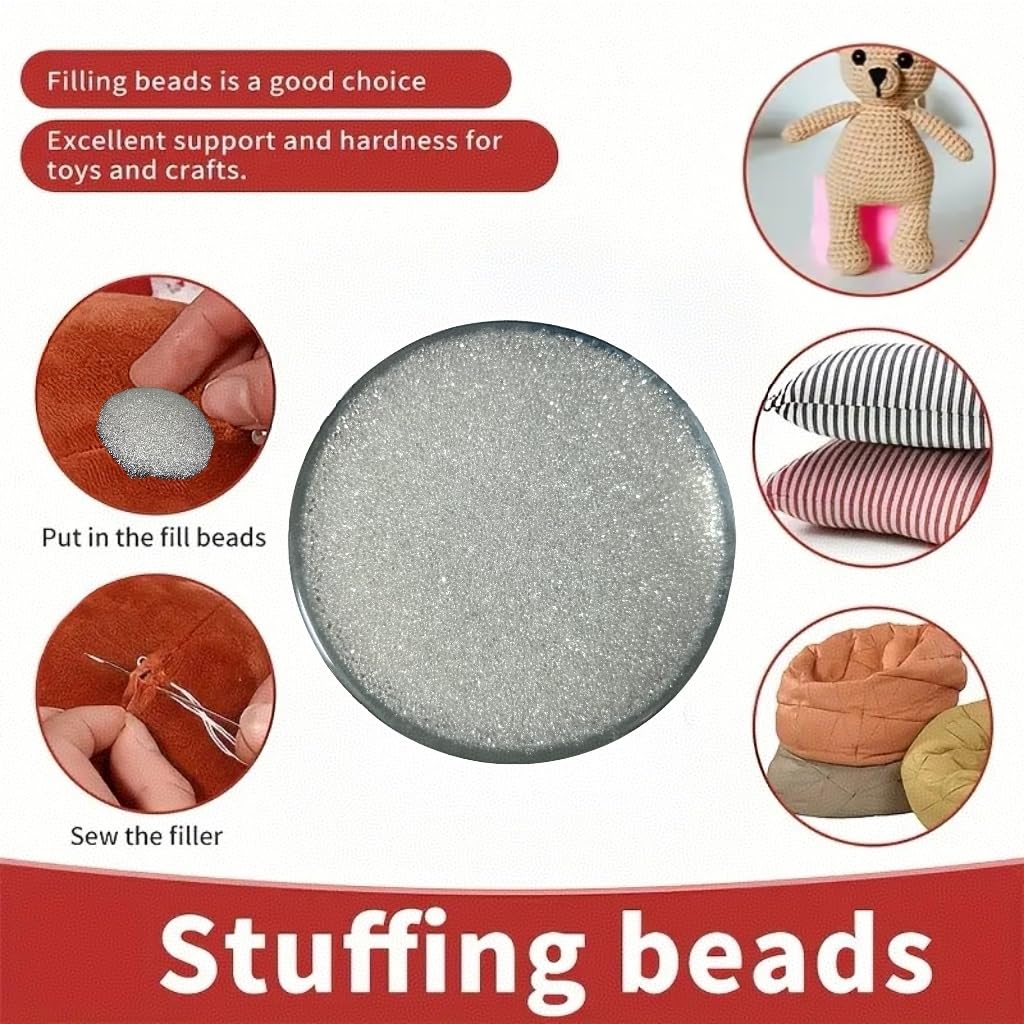 2.2LB Glass Weighted Beads for Stuffed Animals Filler for Blankets Pillows Reborn Dolls Shooting Rest Bag DIY of Various Weighted Projects (2.2, Pounds)