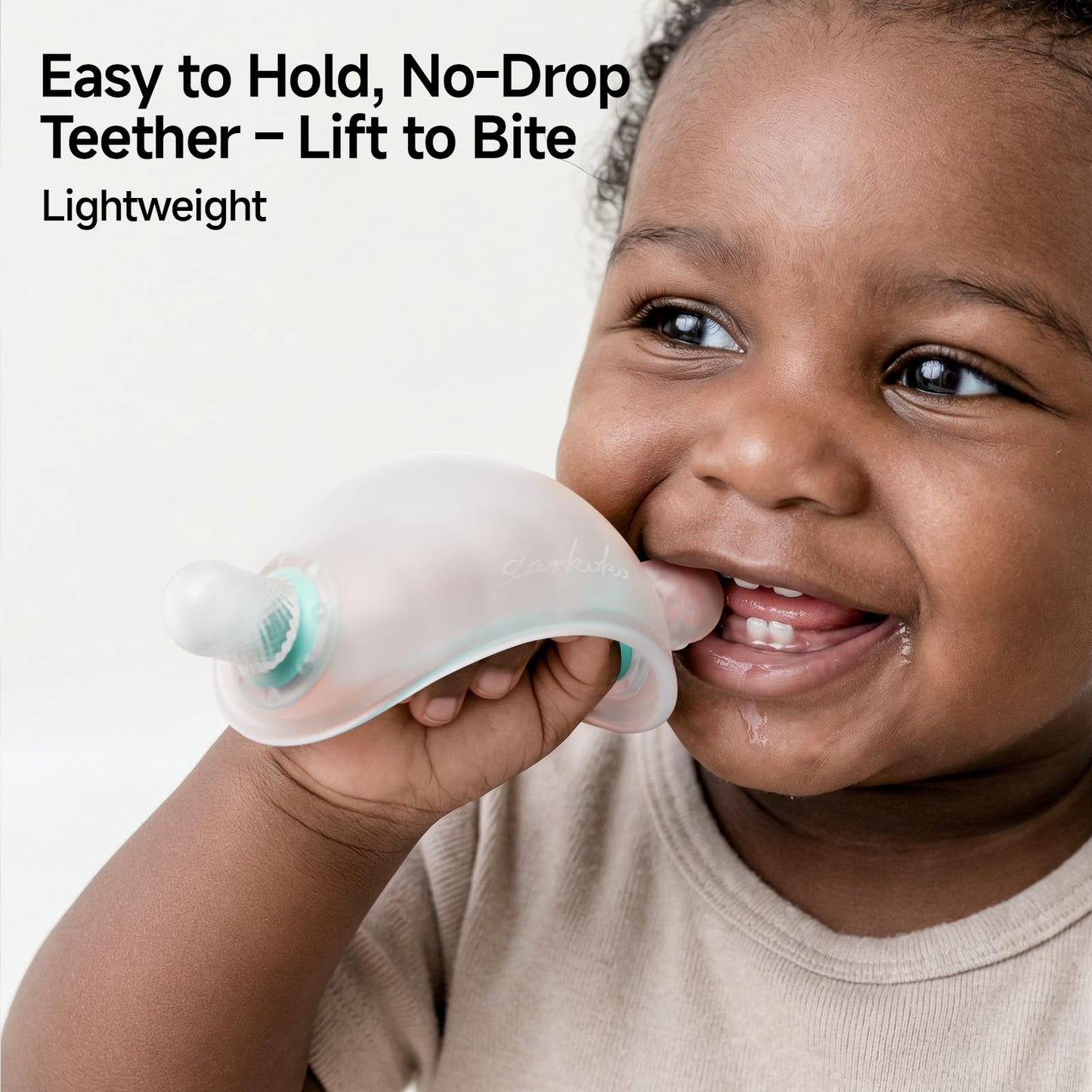 Garkoko Baby Teething Toys, No-Drop Silicone Baby Teether Toy for Babies 3-6 Months & 3-18 Months, BPA-Free Infant Teether for Teething Relief