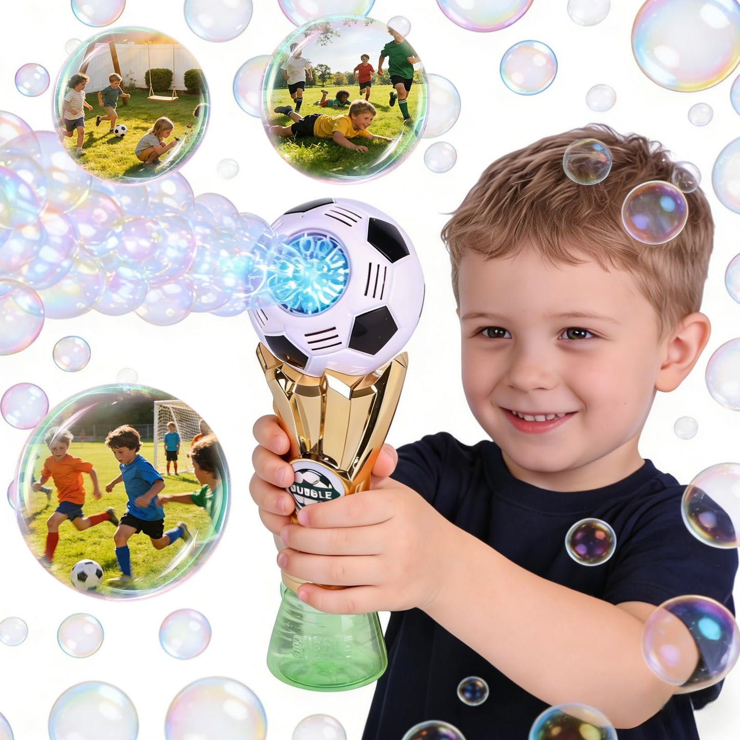 Football-Shaped Bubble Machine, Perfect for Children to Play with Complete with Bubble Solution – The Ideal Toy Bubble Machine for Kids