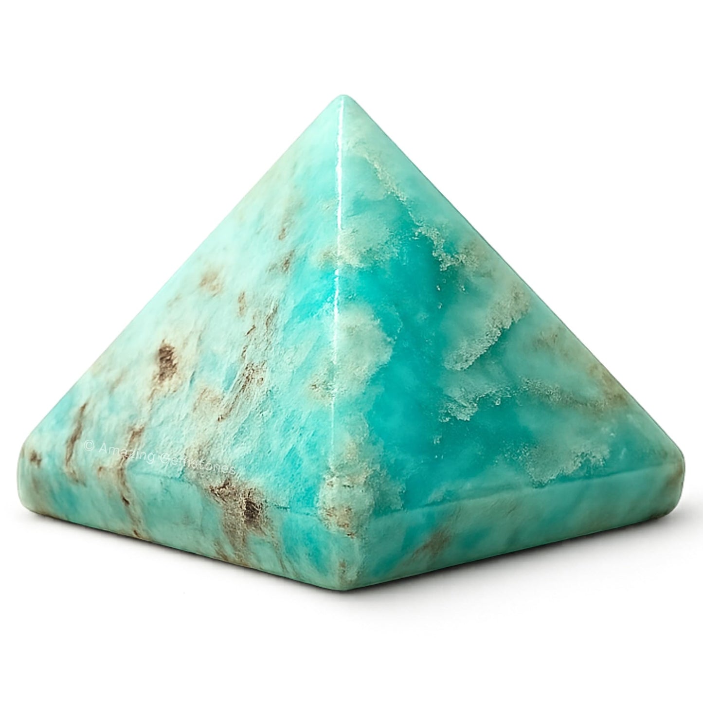 Amazing Gemstone Carribean Calcite Pyramid Crystal Healing Stones - 2" Great Pyramid Figurine of Natural Stone Pyramid for Meditation, Reiki, Chakra Balancing and Crystal Pyramids Grid