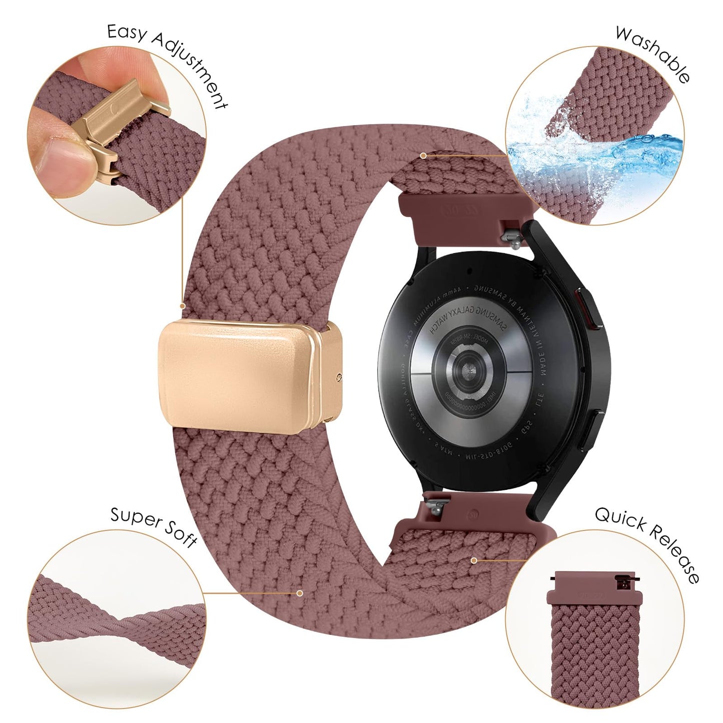 SIMYYO Nylon Magnetic Bands Quick Release Braided Nylon Watch Bands Stretchy Sport Replacement Strap for Men and Women 18mm 19mm 20mm 22mm