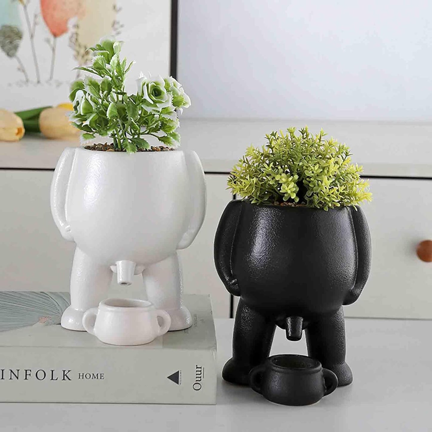ZIGFRUIT Piss Pot Planter - Peeing Plant Pot, Funny Vase Home Decor (White)