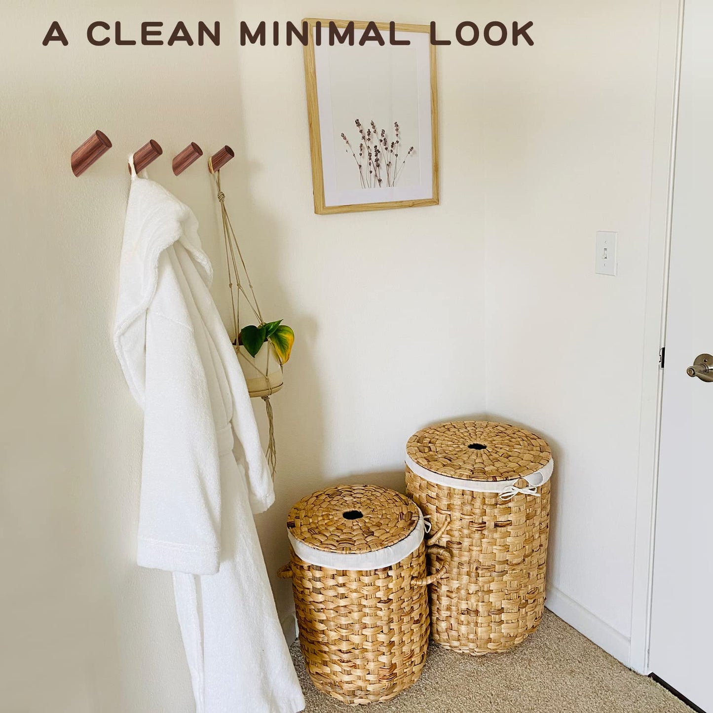 Felidio Wood Wall Hooks, 3 Pack Rustic Coat Hook Wall-Mounted, Decorative Hooks for Hanging Coats Hats Towels Robes Hat Rack for Wall (Walnut Wood)