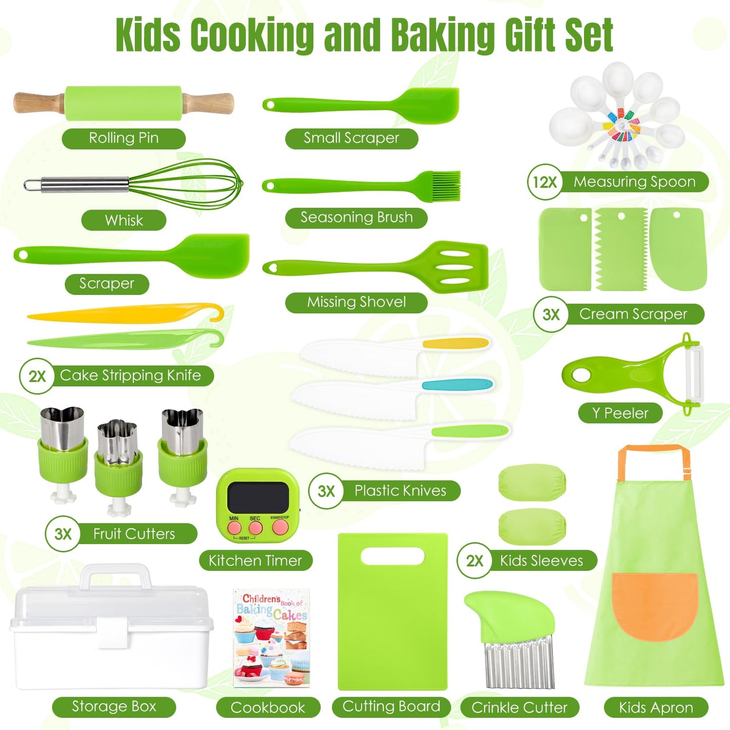 37PCS Kids Cooking Sets Real, Kids Cooking and Baking Gift Set with Storage Case Timer Kid Safe Knives Cutting Board, Toddler Real Kitchen Accessories, Birthday Gifts for Girls & Boys Age 3 - 8