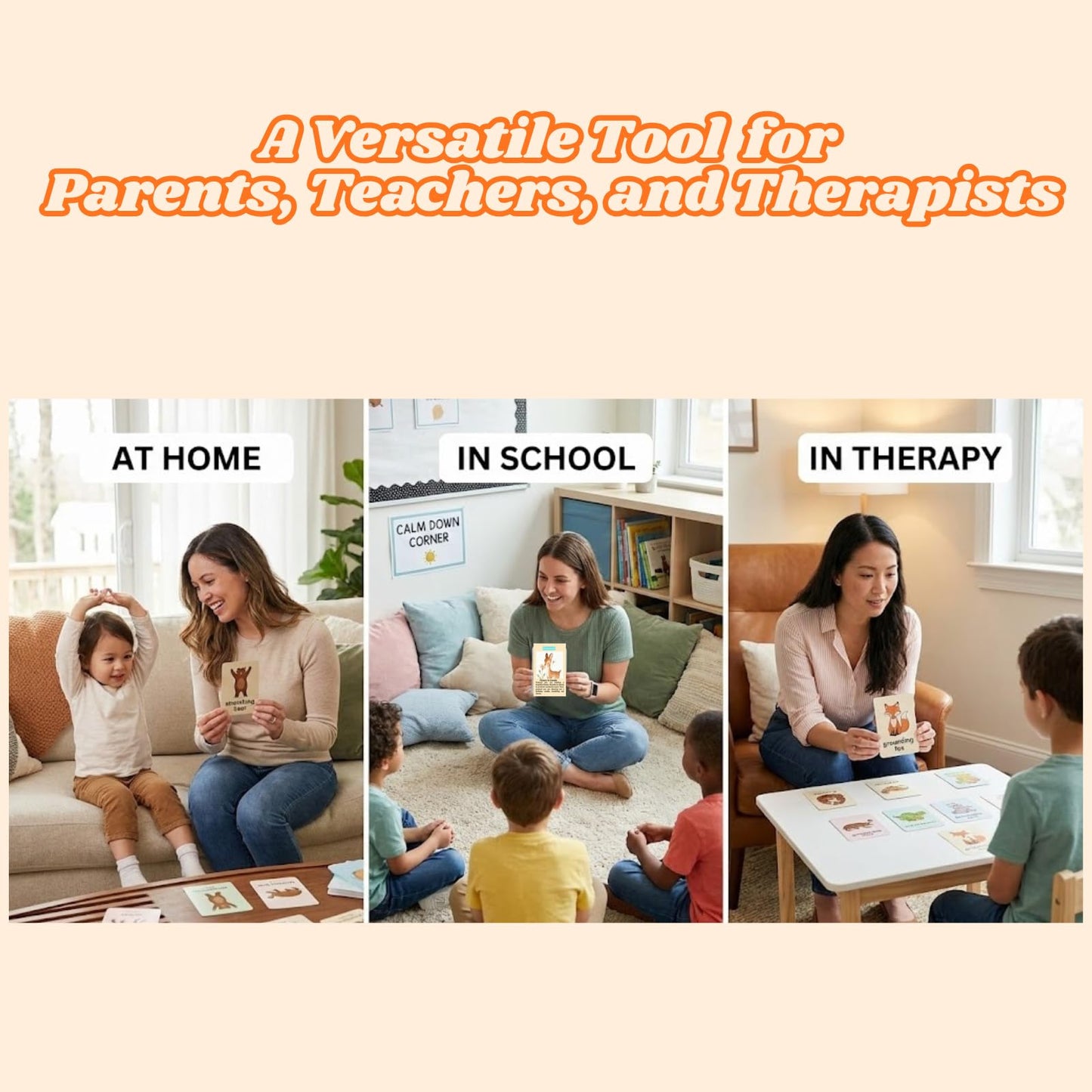 Somatic Therapy Cards for Kids, 52 Mindfulness & Emotional Regulation Activities for Calm, Focus, Coping Skills - Social Emotional Learning Tools for Parents, Therapists, Ages 6–12, Calm Down Corner