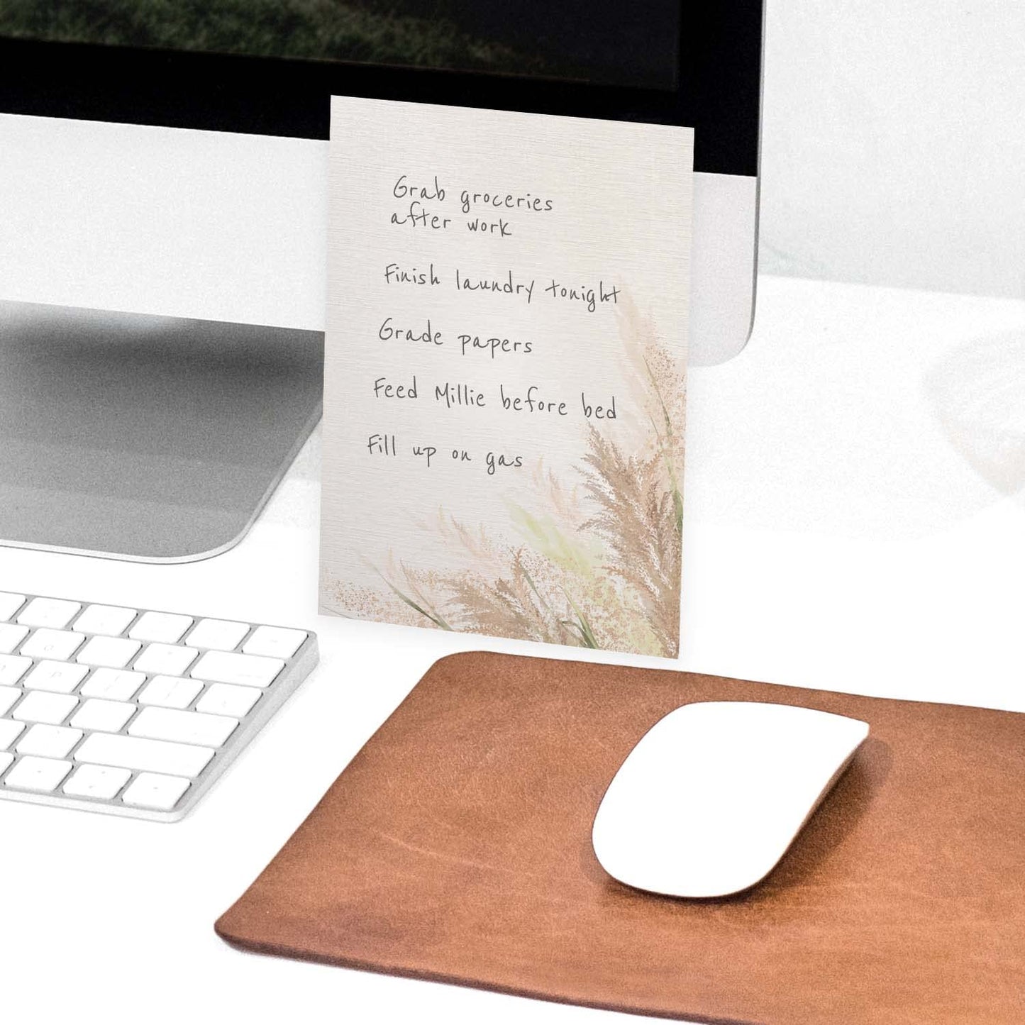 Pampas Grass Sticky Note Pads / 4" x 6" Repositionable Trendy Boho Sticky Notes / 50 Sheets Per Pad/Set of 5 Designs/Made in USA