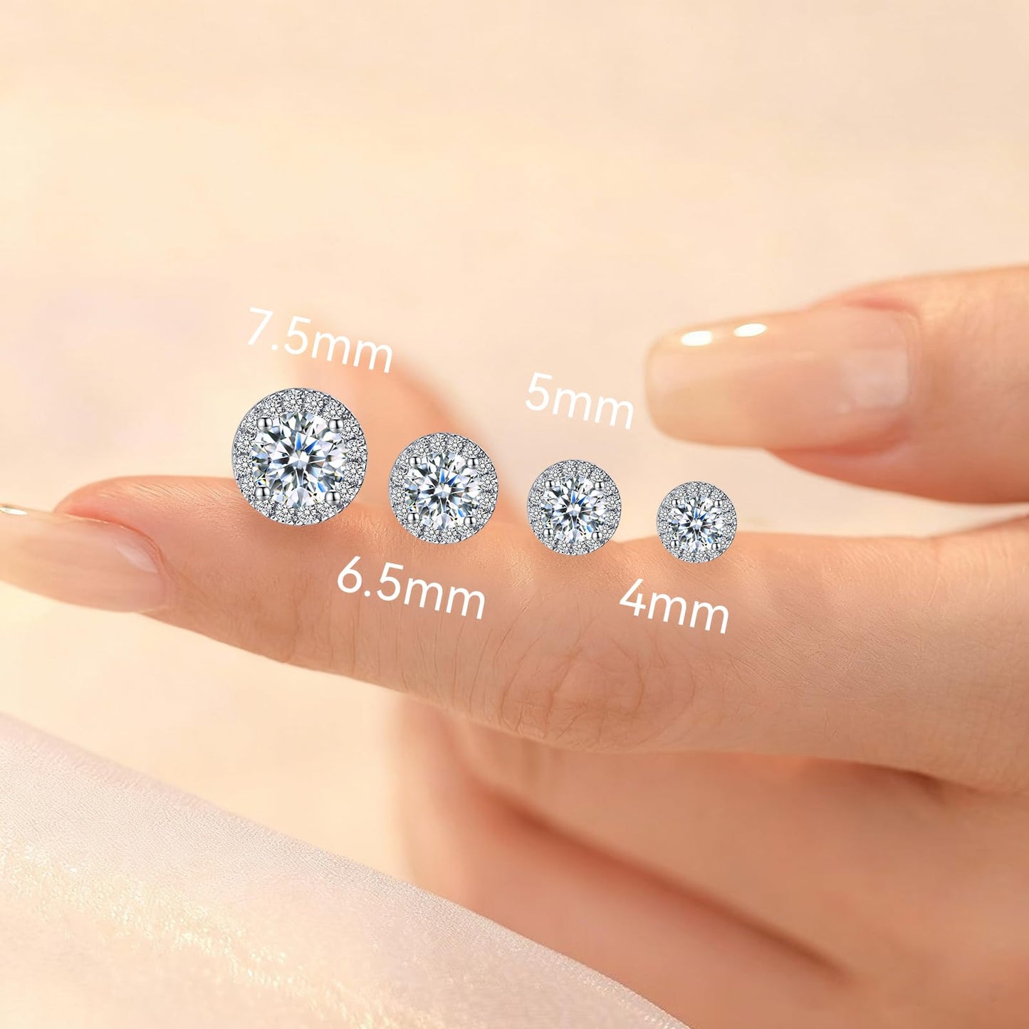 LULPS Moissanite Stud Earrings for Women, 1CT Round Cut D Color VVS1 Clarity Lab Created Diamond Earrings, 18K White Gold Plated 925 Sterling Silver Friction Back, Hypoallergenic Anniversary