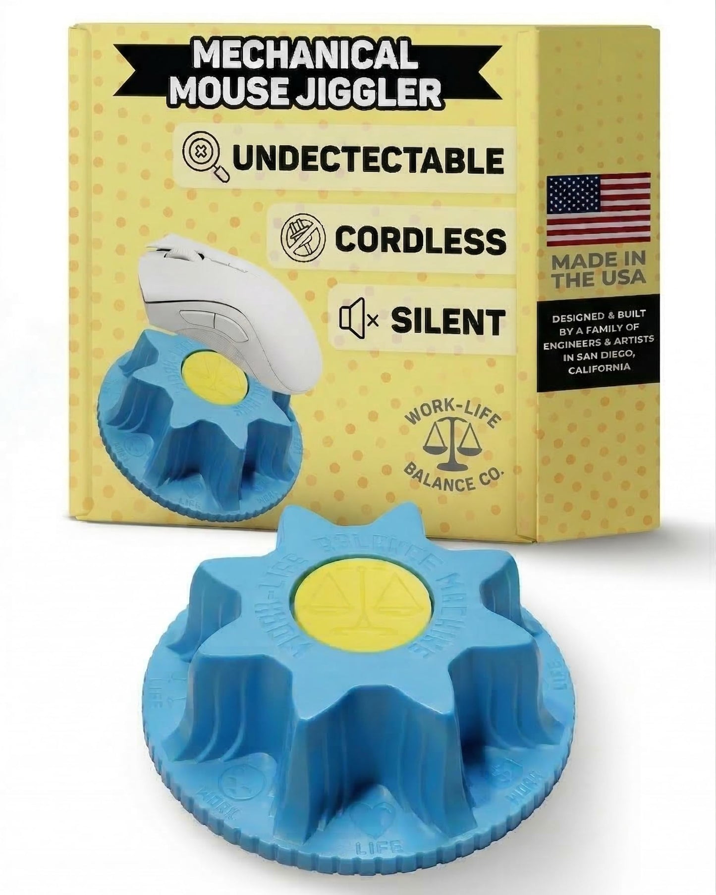 Work-Life Balance Compact Mechanical Mouse Jiggler - Undetectable Device to Keep Mouse Moving and Computer Awake, Cordless Wireless Mover for Remote Work Essentials & WFH, Automatic Wiggler - Freedom
