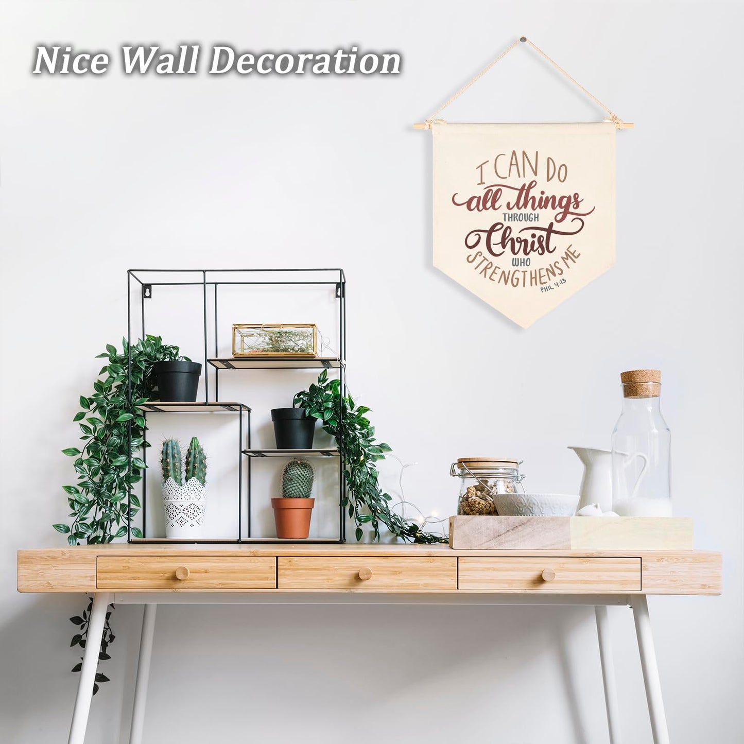 3Pcs Blank Wall Canvas Banners - Blank Pennant Flag Banner& Wooden Dowel &Unbound String - Decorative DIY Wall Decor, Interior Decoration, Baby Shower, Wedding, Graduation,Space,Corner, Classroom Decor,Meaningful DIY Gift