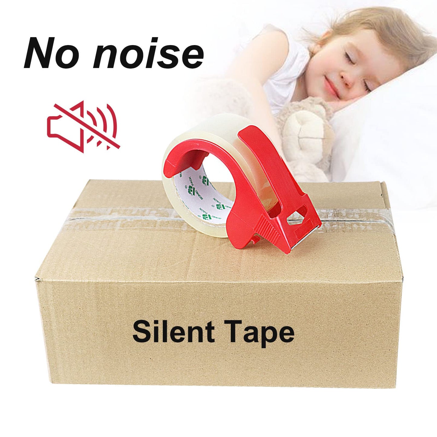 BOMEI PACK Heavy Duty Clear Packing Tape,2 Rolls with refillable Dispenser,Noiseless Packaging Tape 1.88 Inches x 55 Yards,Industrial Grade Boxes Shipping Tape for Moving,Mailing and Storages