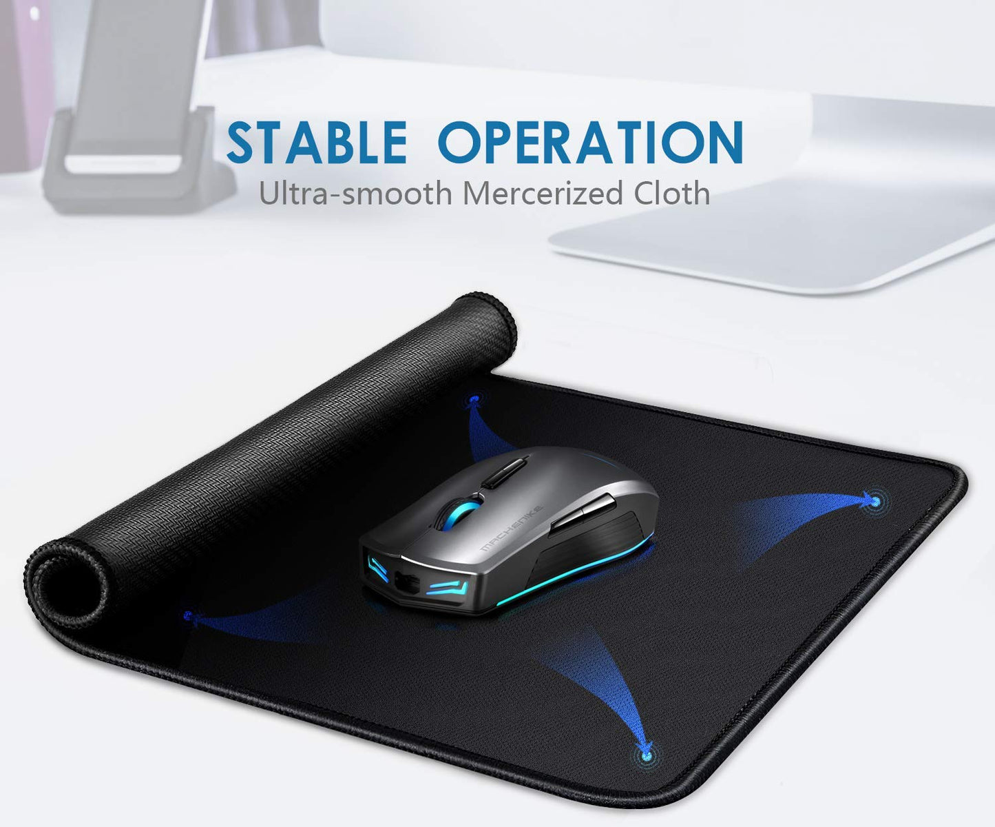 Mouse Pad Bundle Stitched Edges Premium Waterproof Gaming Mouse Mat Pad, Extends Battery Life Non-Slip Rubber Base Thick Black Mousepad for Laptop Computer & PC, 11 x 8.7 inch, Black-Pack of 6