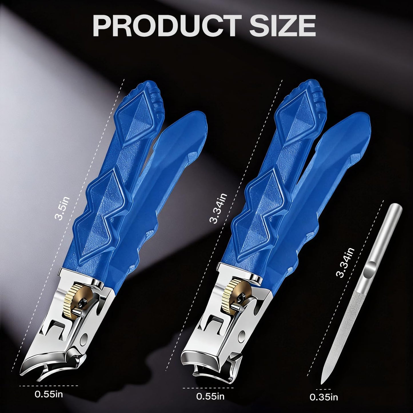 Flikino Wide Jaw Toenail Clippers for Thick Nails - Heavy Duty Stainless Steel Nail Clippers with Ergonomic Handle, Ultra Sharp Ingrown Nail Cutters for Men & Seniors.