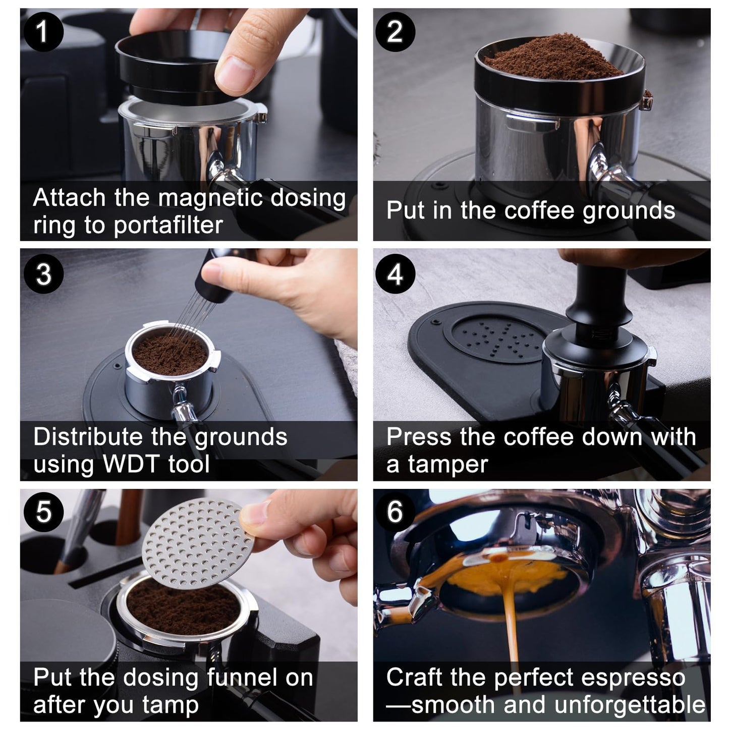 Fosinsee Espresso Accessories Kit 51mm, Coffee Tamper Set with Espresso Tamper, WDT Tool, Espresso Tamper Mat, Espresso Dosing Funnel, Puck Screen, Espresso Tools for 51mm Coffee Machine Accessories