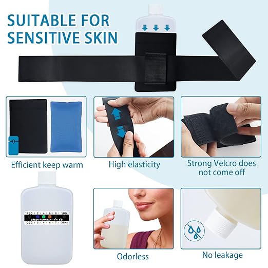 14 Pcs Urine Test Complete Kit Includes 2 White Portable Empty Bottles, Thermal Preservation Gel Bag, 10 Adhesive Temperature Test Strips, Neoprene Bag and Hi-Stretch Hidden Leg Straps, Urine Bottle