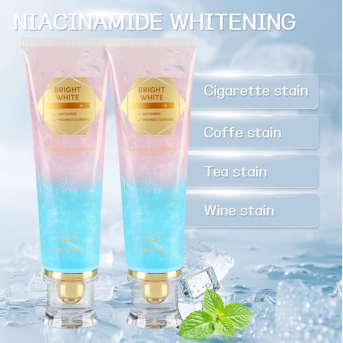 2PC Niacinamide Whitening Toothpaste, Niacinamide Intensive Whiten-ing Toothpaste, Triple Whitening Niacinamides Intensive Toothpastes, Gentle Mint, Fresh Breath, Remove Tooth Stains