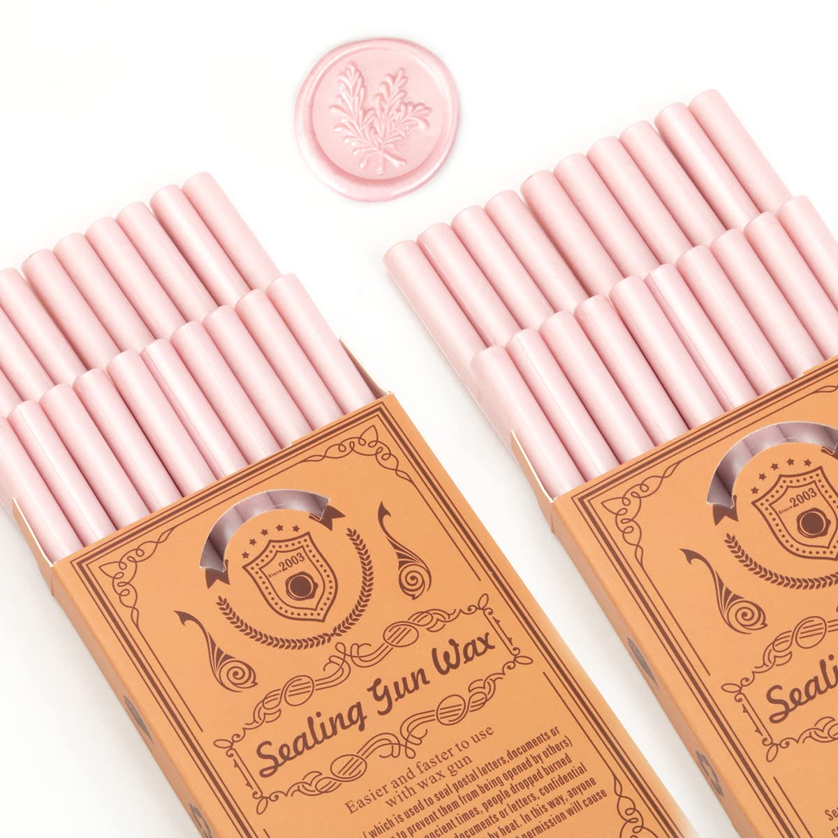 Wax Seal Kits, Wasole 40Pcs Pearl Pink Sealing Wax Sticks with Glue Gun + 2Pcs Wax Seal Pens for Wax Seal Stamp, Great for Wedding Invitations, Birthday Cards, Envelopes, Gift Wrapping