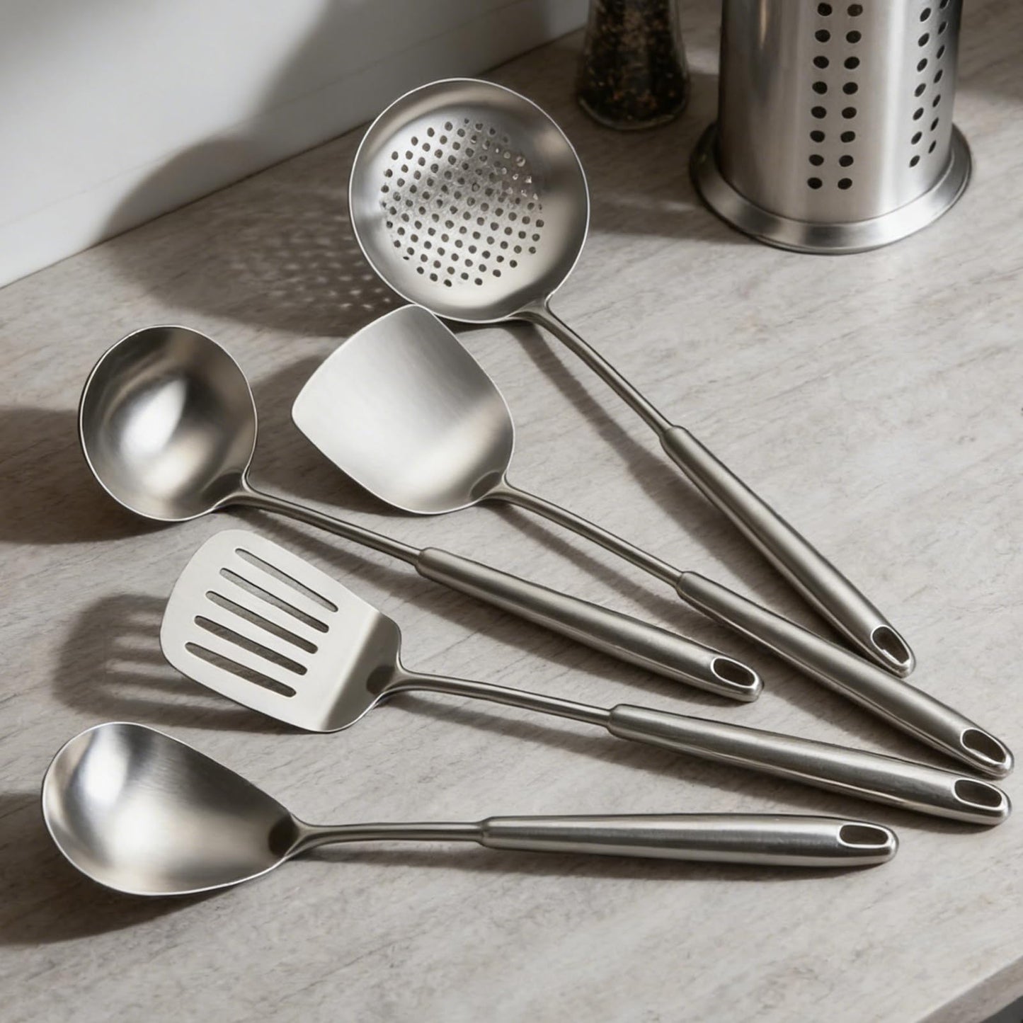 304 Stainless Steel Cooking Utensils Set, 13 PCS Long Large Metal Cooking Utensil Tools Set, Mirror Polished Kitchen Gadget Cookware and Kitchen Tool Set, Dishwasher Safe