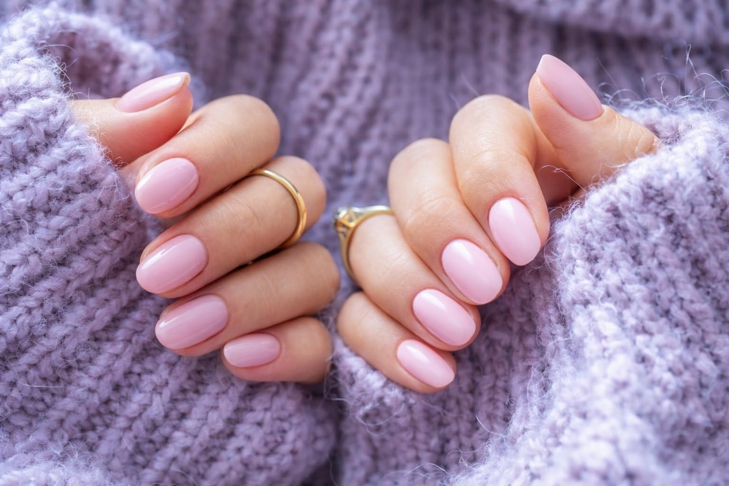 Solid Color Press On Nails Short Almond Style (Pink)