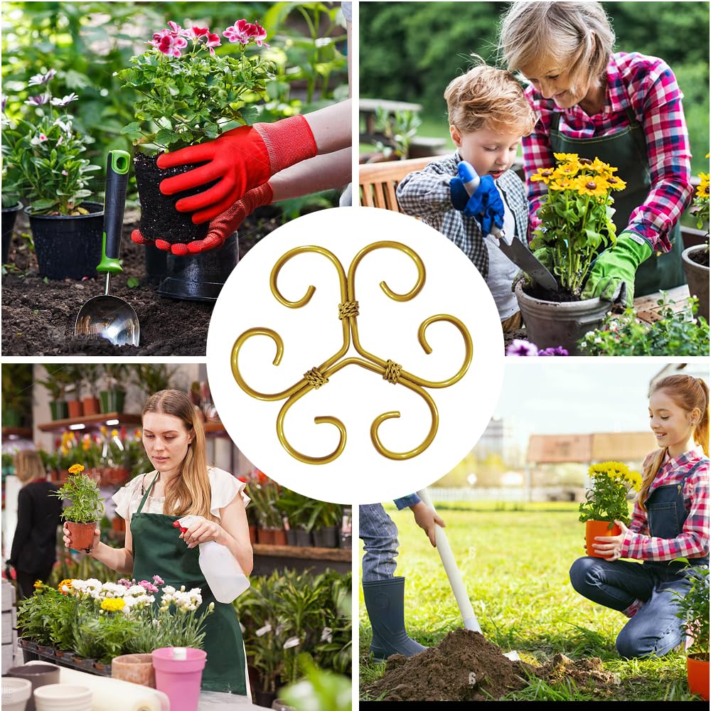 BADAO 6pcs Monstera Plant Support,Iron Stabilizer Grapple Holder for Indoor Plants,Outdoor Moss Pole Monstera Plant Support for Garden Flower Arranger(Gold)