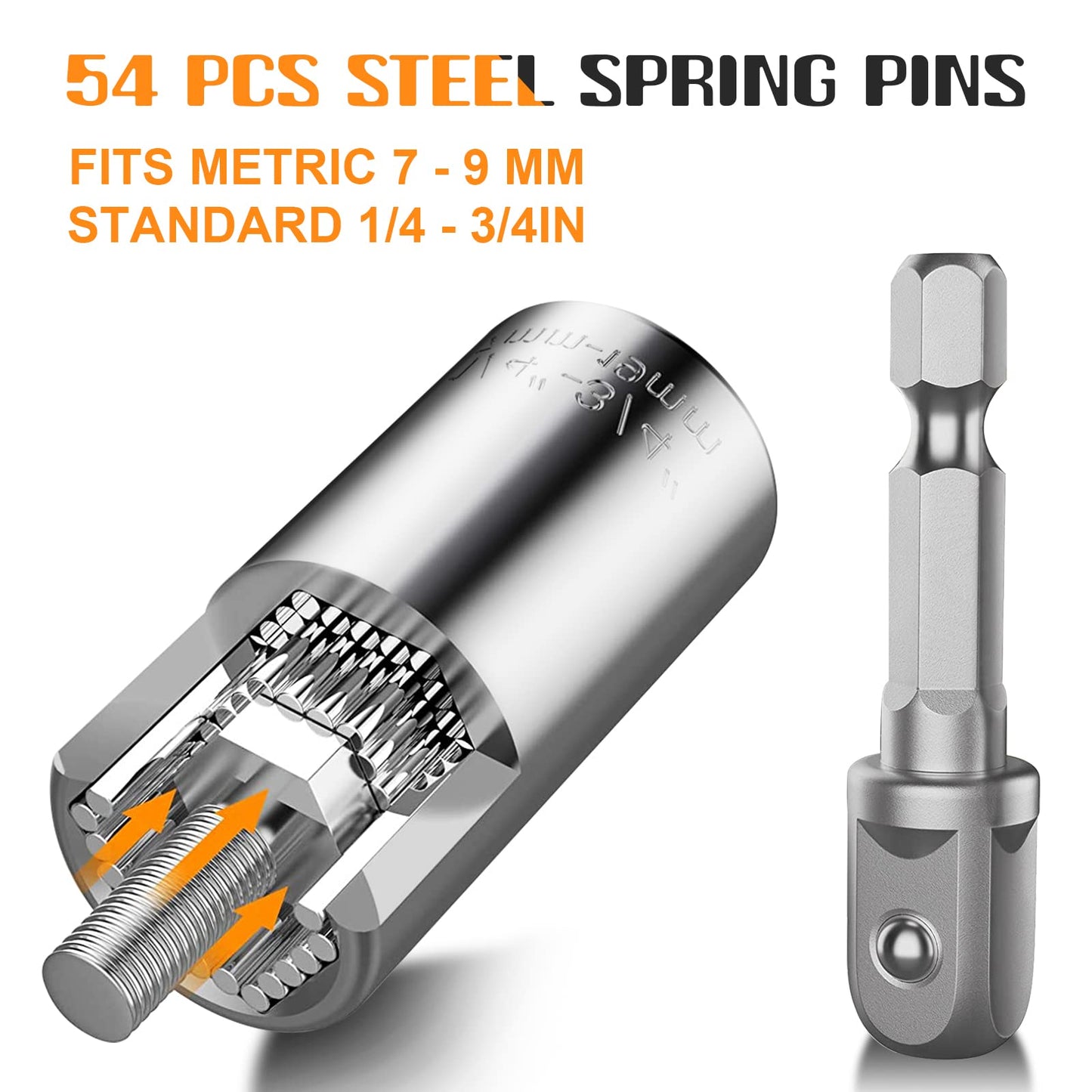 Wareon Universal Socket Tools Gifts for Men - Christmas Stocking Stuffers for Men Dad Him Husband Women Cool Stuff Ideas Gadgets Birthday Gifts for Dad Grip Socket Set (7-19mm) Sliver