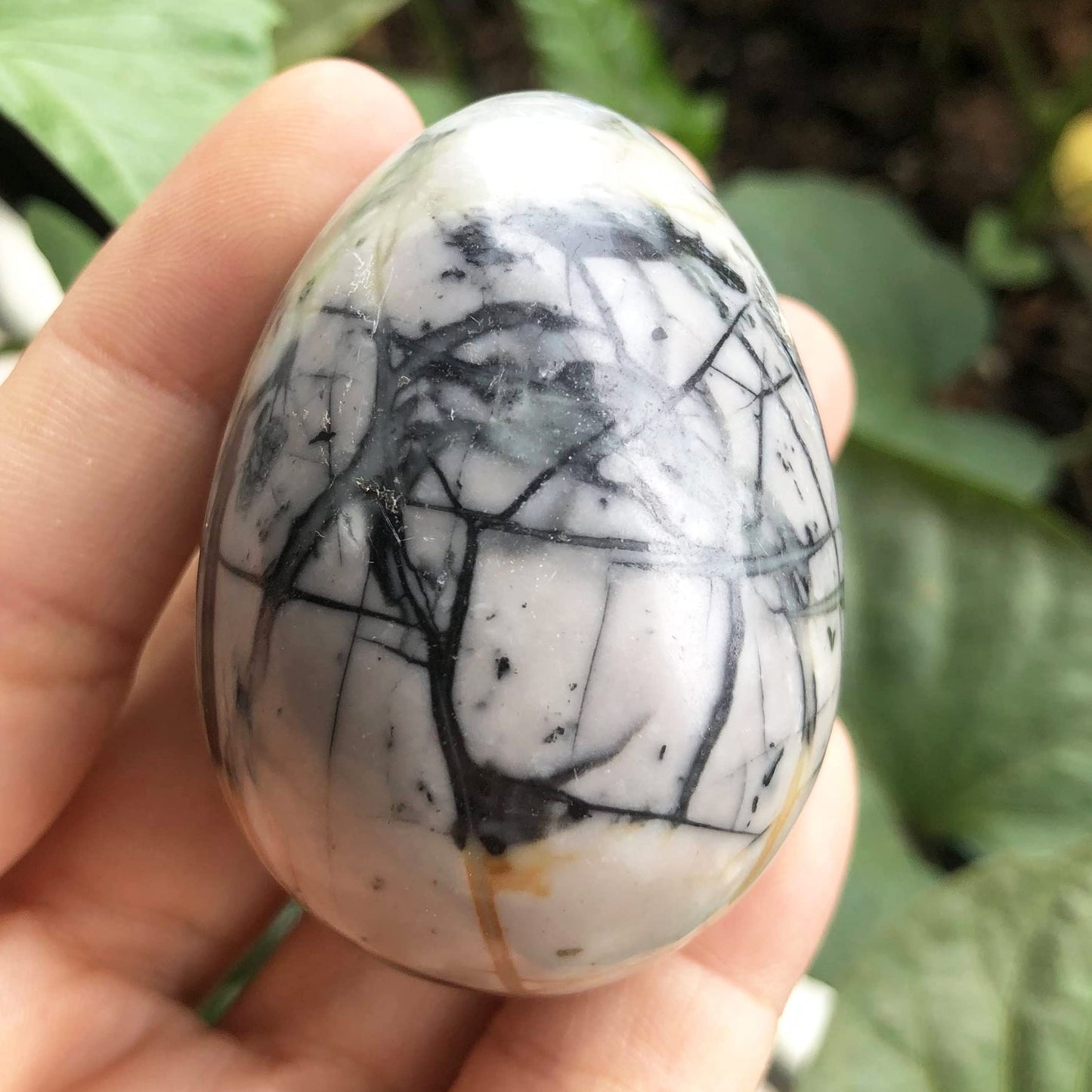 favoramulet Polished Stone Egg for Easter Day, Palm/Pocket/Worry Enegry Healing Crystal Display Sphere Figurine Fengshui, Picasso Jasper 1.8" x 1.3"