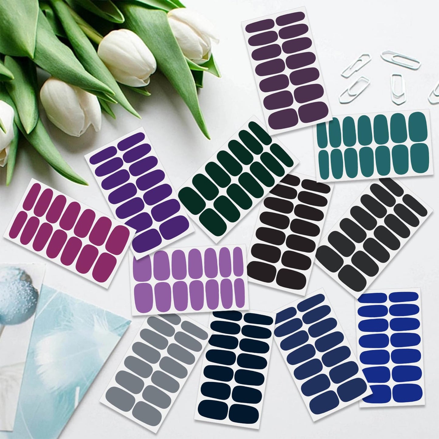 SILPECWEE 20 Sheets Nail Wraps Solid Color Nail Polish Stickers Adhesive Nail Polish Strips for Women Gel Nail Strips Stick On Nails for Women Manicure Design with Nail File