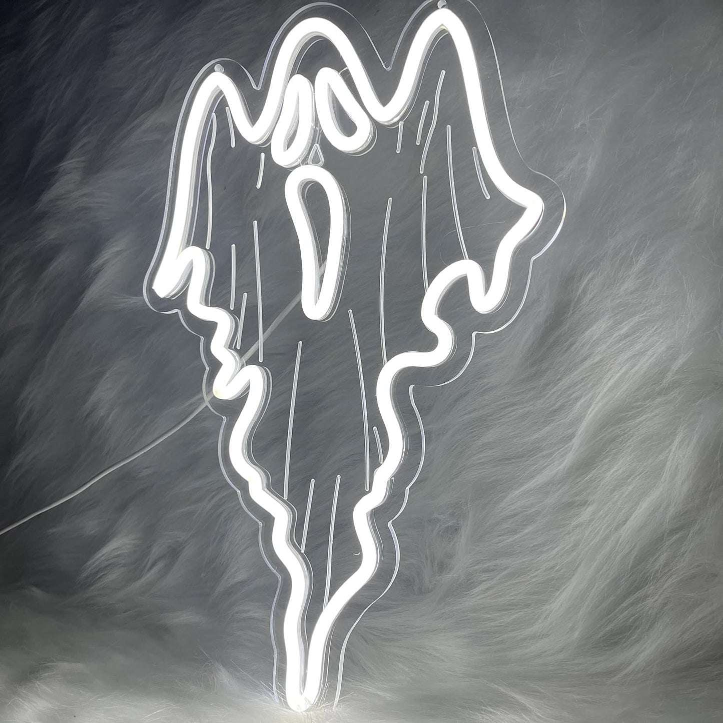 Halloween Decorations Ghost Face LED Neon Sign, Dimmable Neon Light for Game Room Wall Decor Man Cave Birthday Halloween Decor Christmas Gift (16.8in*10.63in)