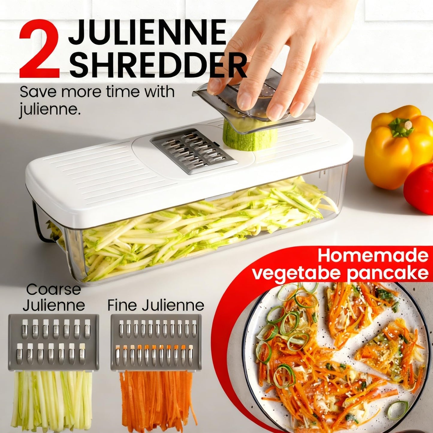 6-in-1 Vegetable Chopper Mandoline Slicer with 6 Blades & Container, Onion Cutter Dicer, Kitchen Gadgets & Essentials for Food Prep