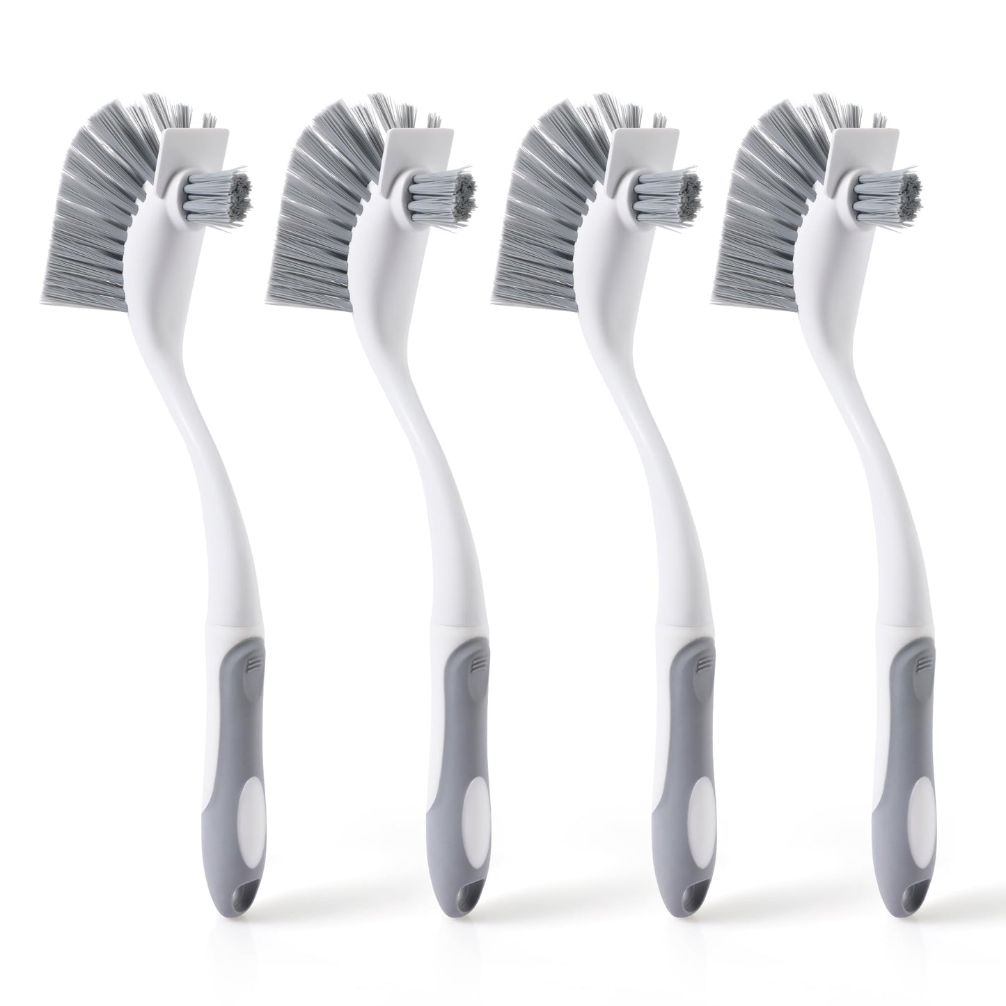 4-Pack Heavy-Duty Dish Scrub Brushes with Stiff Non-Scratch Bristles & Long Handle - Multi-Purpose Kitchen Cleaning Brushes for Pots, Pans, Bottles, Deep Cleaning
