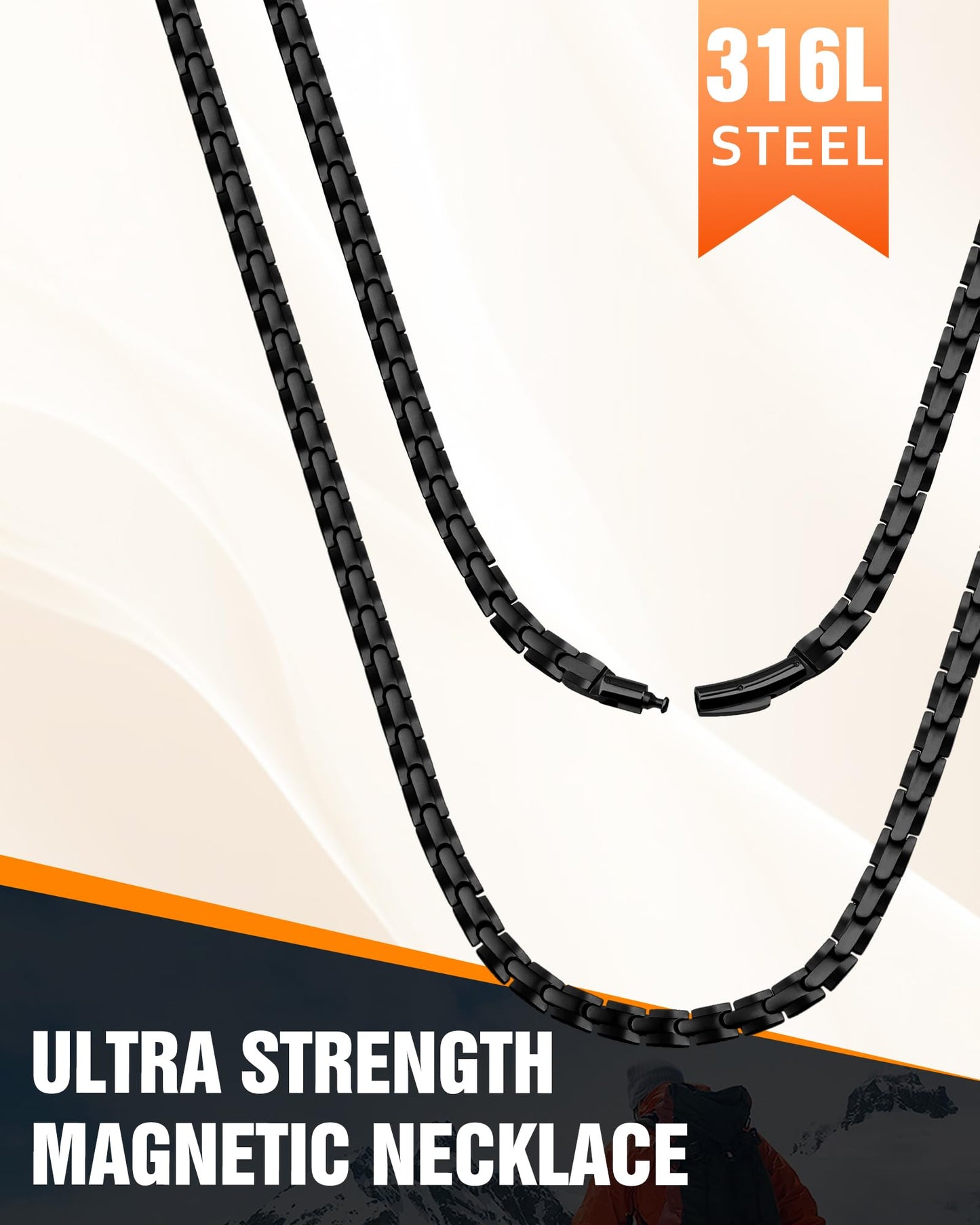 Jecanori Ultra Strength Magnetic Necklaces for Men & Women, Effective Stainless Steels Necklace with 62 Magnets