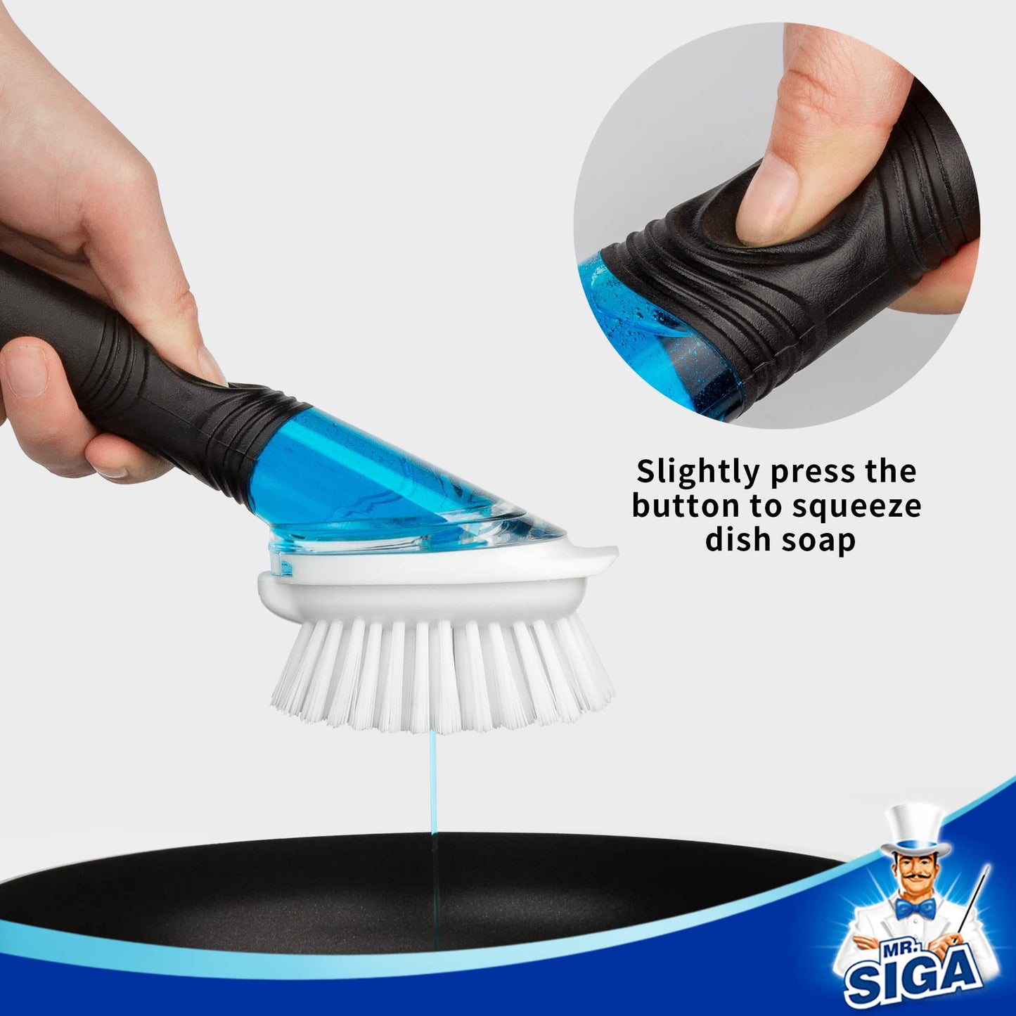 MR.SIGA Soap Dispensing Dish Brush Refills, 4 Pack