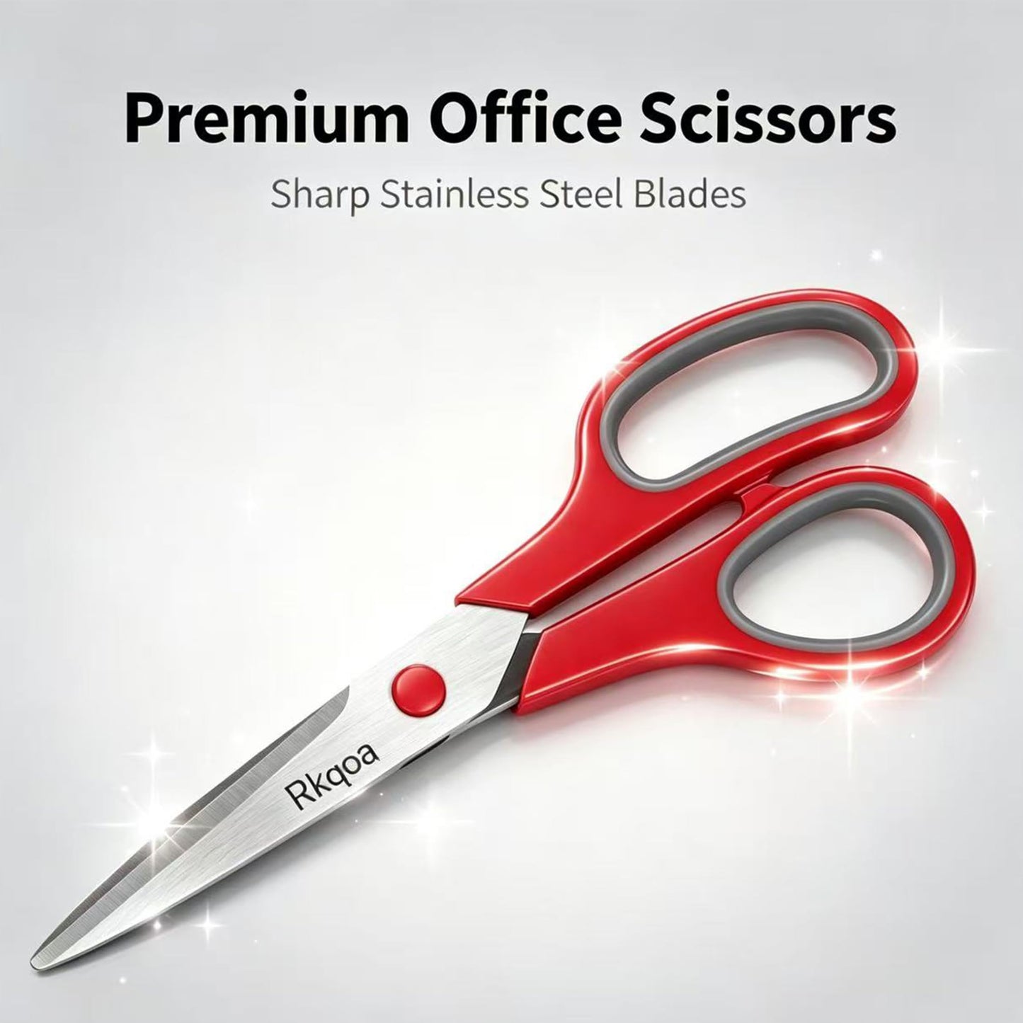 Scissors, Rkqoa 8" Scissors All Purpose 6 Pack - Comfort-Grip Sharp Scissor for Office School Adult Art Sewing Fabric Craft Supplies, Teacher/Classroom Everyday Use, Right/Left Handle