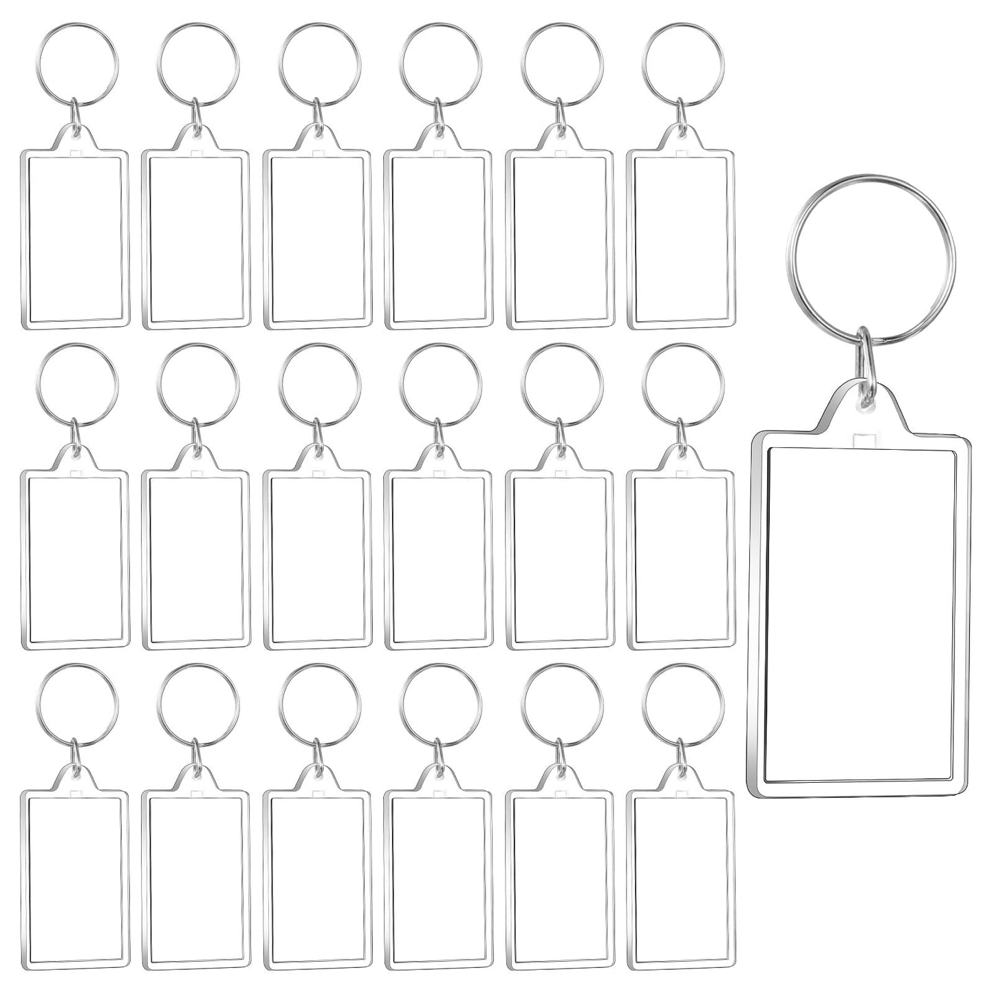 wutfuooo 150 Pack Clear Acrylic Photo Picture Keychain Blank Photo Insert Keyring DIY Personalize Favor