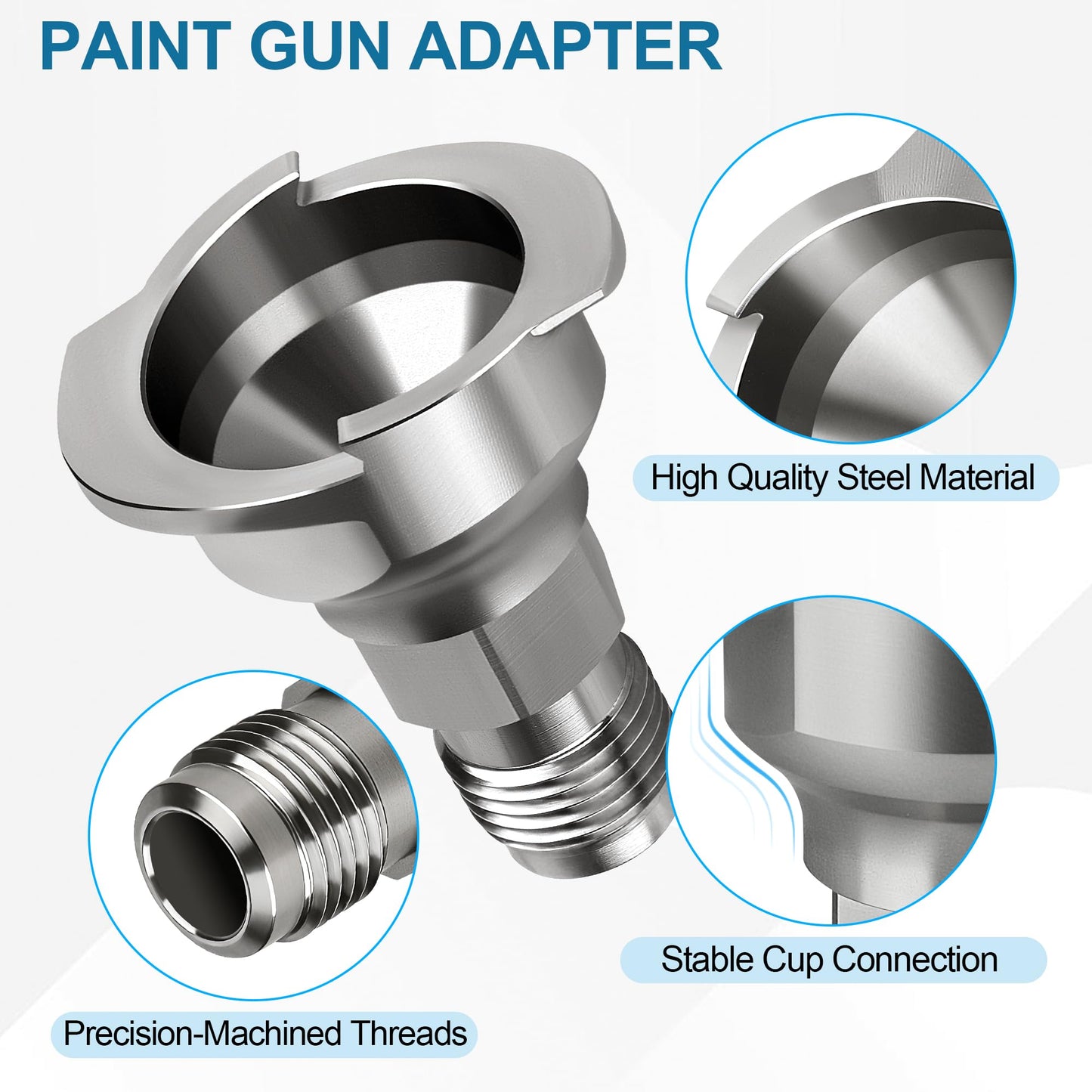 Dinlon Spray Paint Gun Adapter#S27, 26119 Spray Gun Adapter Fit for 3M PPS 2.0 Spray Cup System, 16 mm Male 1.5 mm Thread Adapters Compatible with Graco Snap-On TranStar DeVilbiss Binks Matco Spray