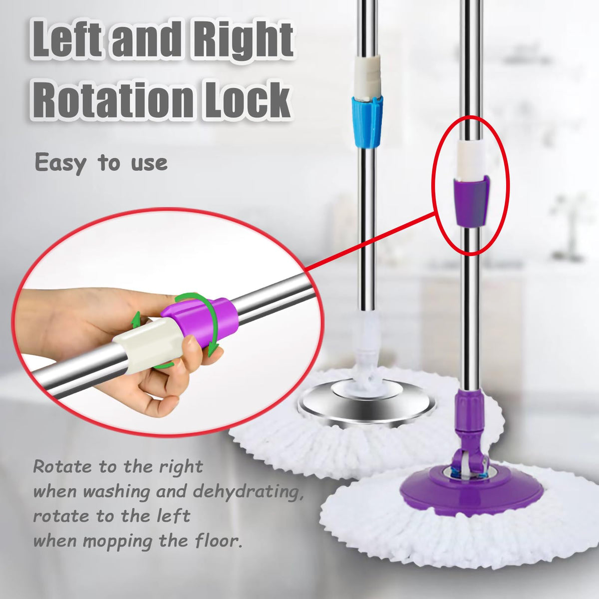Extended Spin Mop Replacement Mop Handle (3 Count)