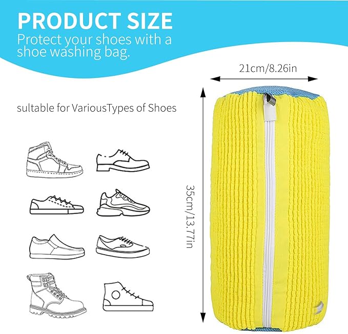 Shoe Washing Machine Bag: Laundry Shoe Bag for Washer and Dryer - 2pc Reusable Shoe Cleaning Bag for Sneaker Tennis Shoes Unstain Cleaner Kit (2pcs)