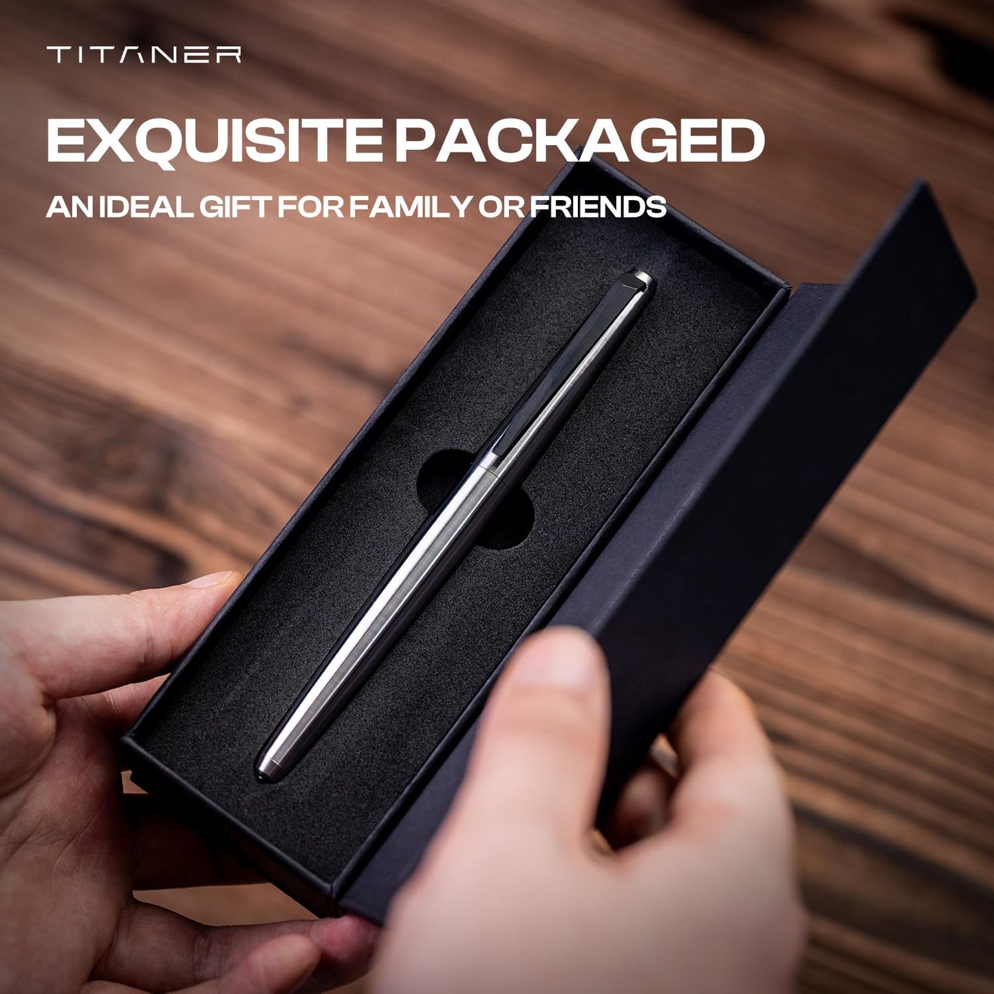 TITANER TiWard:Titanium Tactical Ballpoint Pen - Professional EDC Writing Tool Compatible with Multiple Refill for Signature Business Writing Journaling for Gifts or Collectibles.(Titanium)