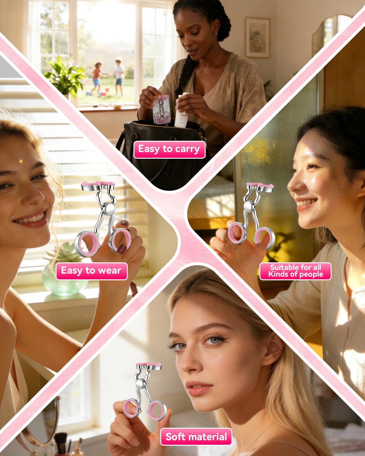 2026 Upgraded Contact Lens Applicator Tool【3-Step Easy Wear】【3.0 Precision Alloy & Natural Silicone】0 Shift, Ultra-Smooth Lens Insertion Removal Kit for Home Travel Use (Rose Pink)