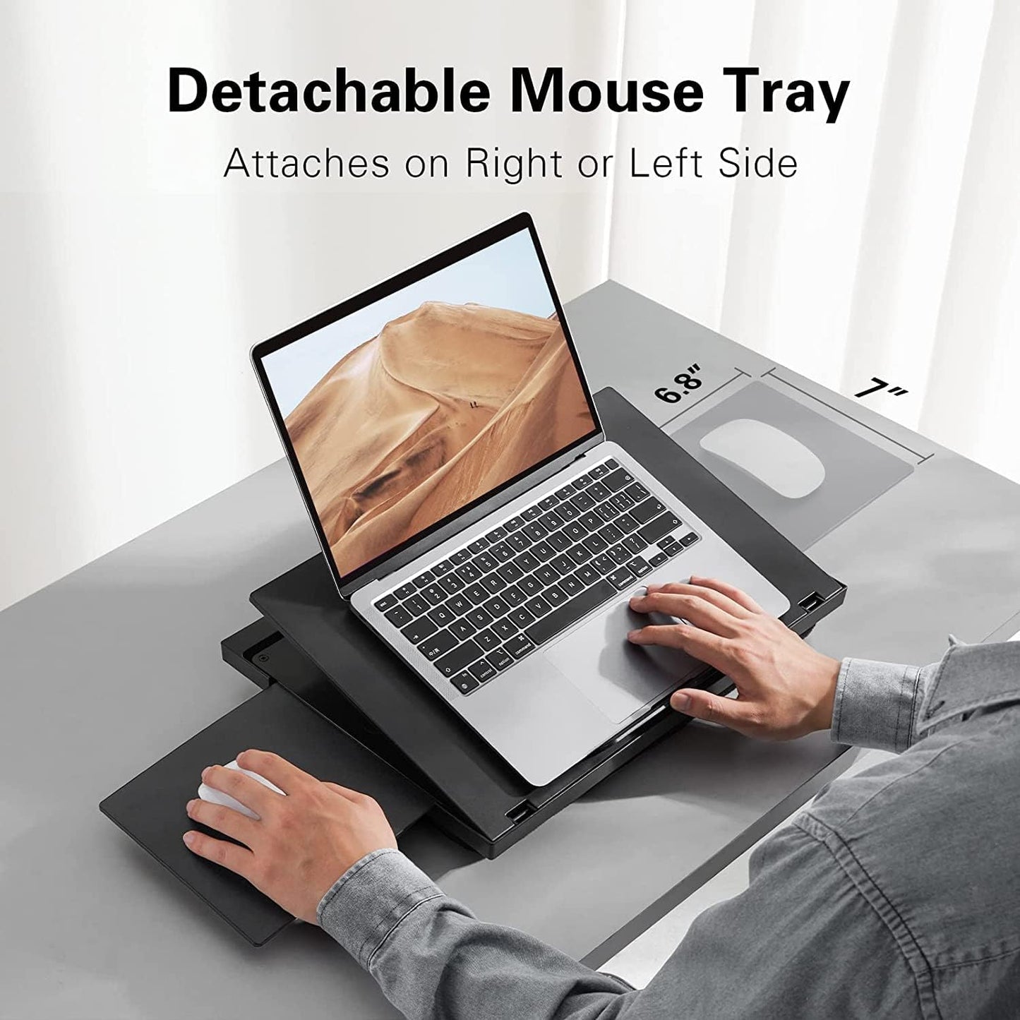 HUANUO Lap Desk Fits Up to 15.6 inch Laptop, Adjustable Laptop Stand with 6 Tilt Angles, Retractable Mouse Pad Tray with Cushion, Portable Lap Desk for Bed, Couch, Sofa, Reading, Writing