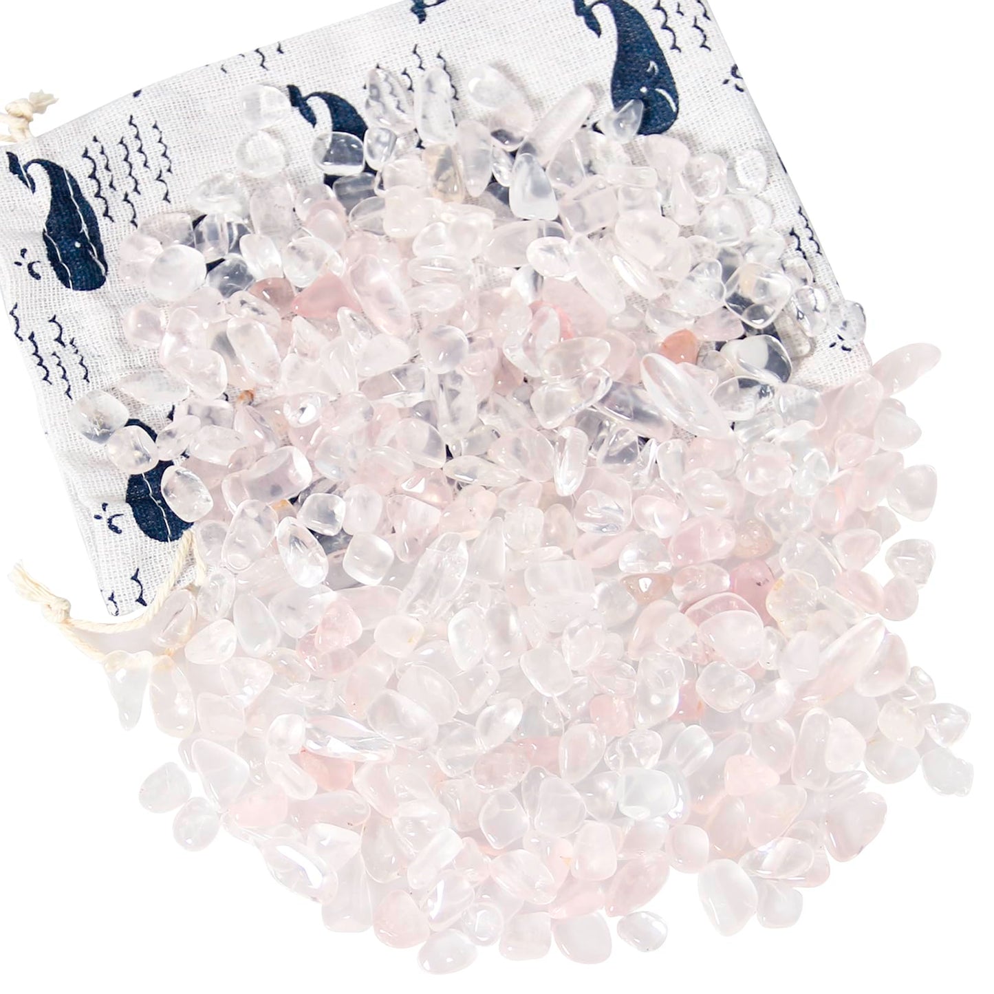 1.1lb Natural Crushed Startlight Rose Quartz Crystal Tumbled Chips-Healing Crystals Chips Bulk, Crushed Crystal Gemstones for Crafts, Beautiful Package for Gift (Startlight Rose Quartz)