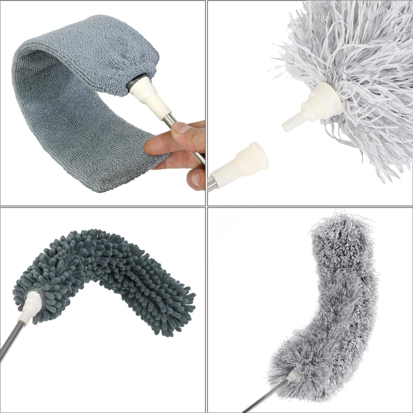 ZZ LAZYCOTTAGE 10 PCS Microfiber Feather Duster Kit, Dusters for Cleaning with Extension Pole, Retractable Bendable, Gap Dust Brush Blind Duster, for Cleaning Ceiling Fan, High Ceilings, Cars