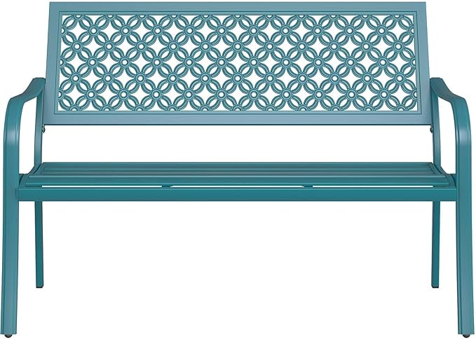 Grand patio 50" Outdoor Bench, Garden Benches with Anti-Rust Metal Powder Coated Frame, Patio Bench for Front Porch Park Outside Furniture Decor, Lake Shore