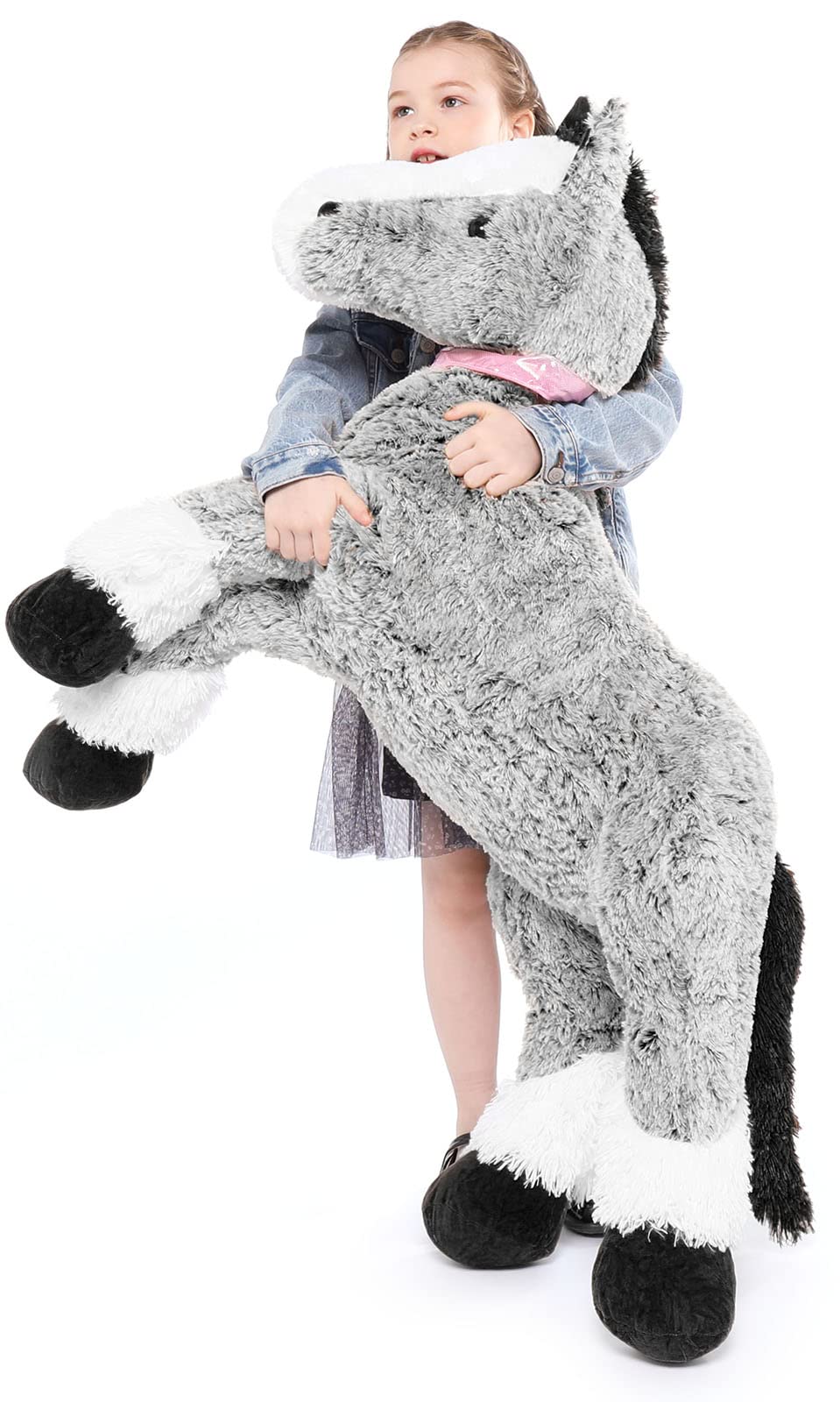 MaoGoLan Giant Horse Stuffed Animal Horse Plush Toy for Kids 2in1 Pack Brown&Grey 47Inch