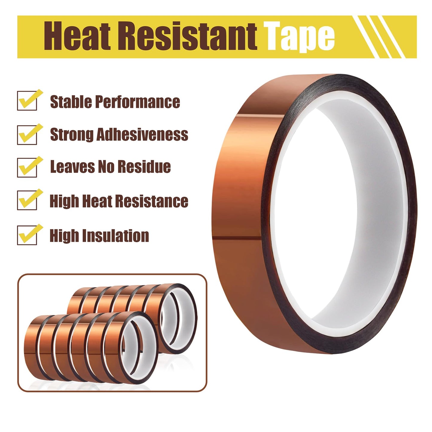 MEBMIK Heat Tape for Sublimation Transfer, Heat Resistant, Adhesive Transfer Tape, Thermal, No Residue, 12 Rolls 20mm x33m(108ft)
