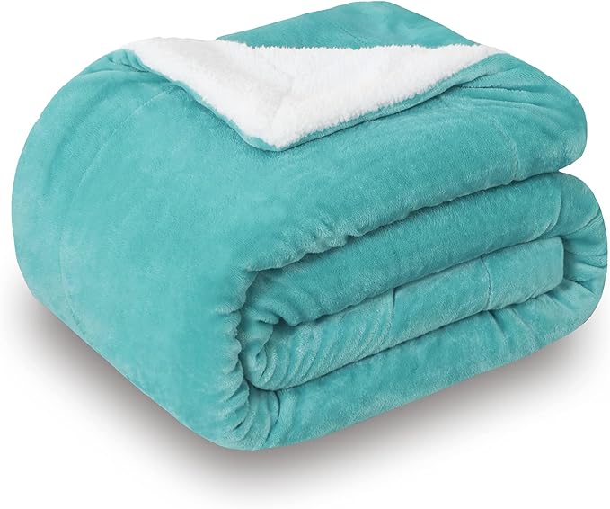 SOCHOW Sherpa Fleece Throw Blanket, Double-Sided Super Soft Luxurious Plush Blanket Throw Size, Lake Green, 50x60 inches