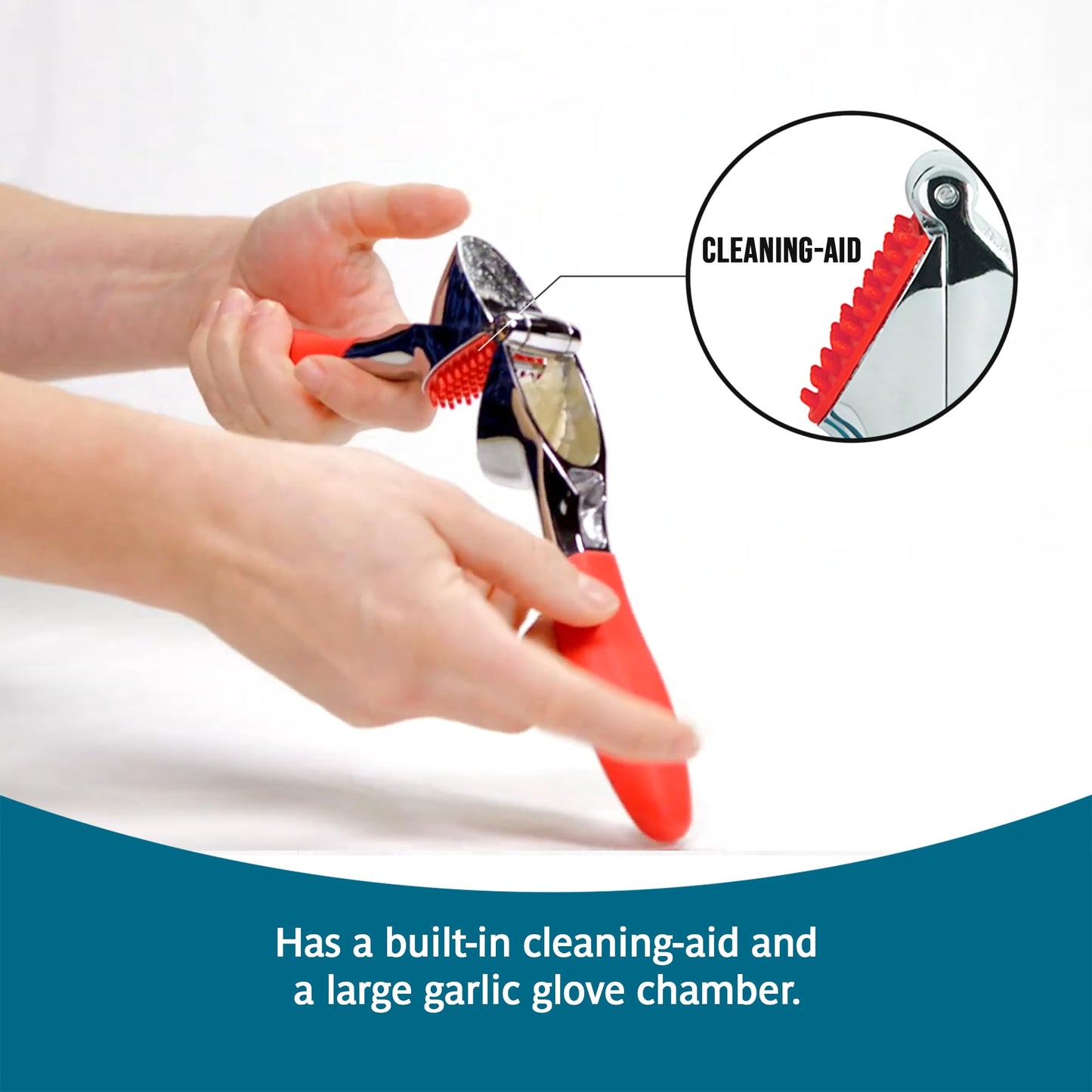 Trudeau Garlic Press - Effortless Garlic Crusher with Built-In Cleaning Aid, Large Garlic Chamber, Comfortable Ergonomic Handle, BPA-Free & Dishwasher-Safe - Quick and Easy Meal Preparation