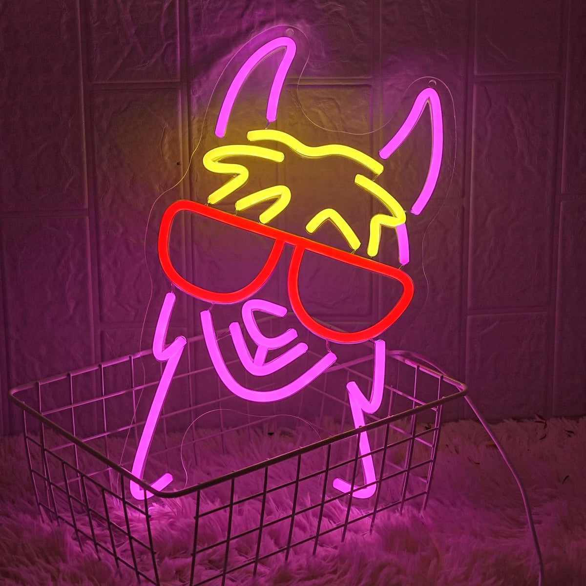 Llama With Red Glasses Neon Sign for Wall Decor Llama Neon Light Cool Animal Neon Light Sign Dimmable USB Powered Colorful LED Neon Sign for Bedroom Zoo Home Bar Pub Animal Lover Restaurant