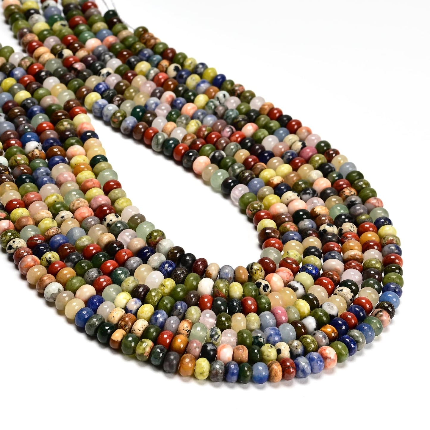 ICAI 4x6mm Natural Rondelle Beads – Loose Gemstone Spacers for DIY Jewelry Making (Colorful)