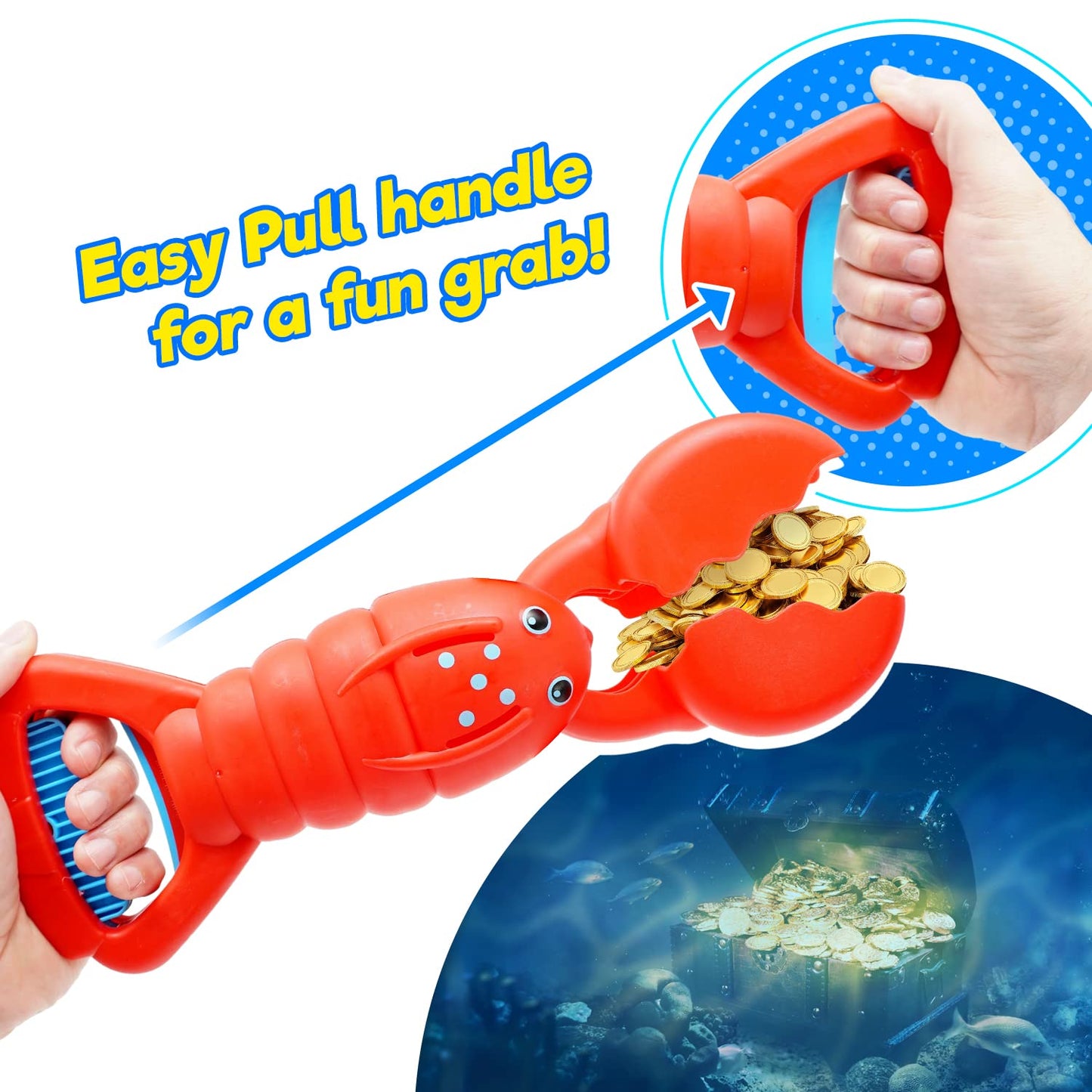 JA-RU Lobster & Shark 13.5" Jaw & Claws Plastic Sand Digger Grabber - Kids Beach & Sandbox Toys (2 Units) Ass-4009-2s