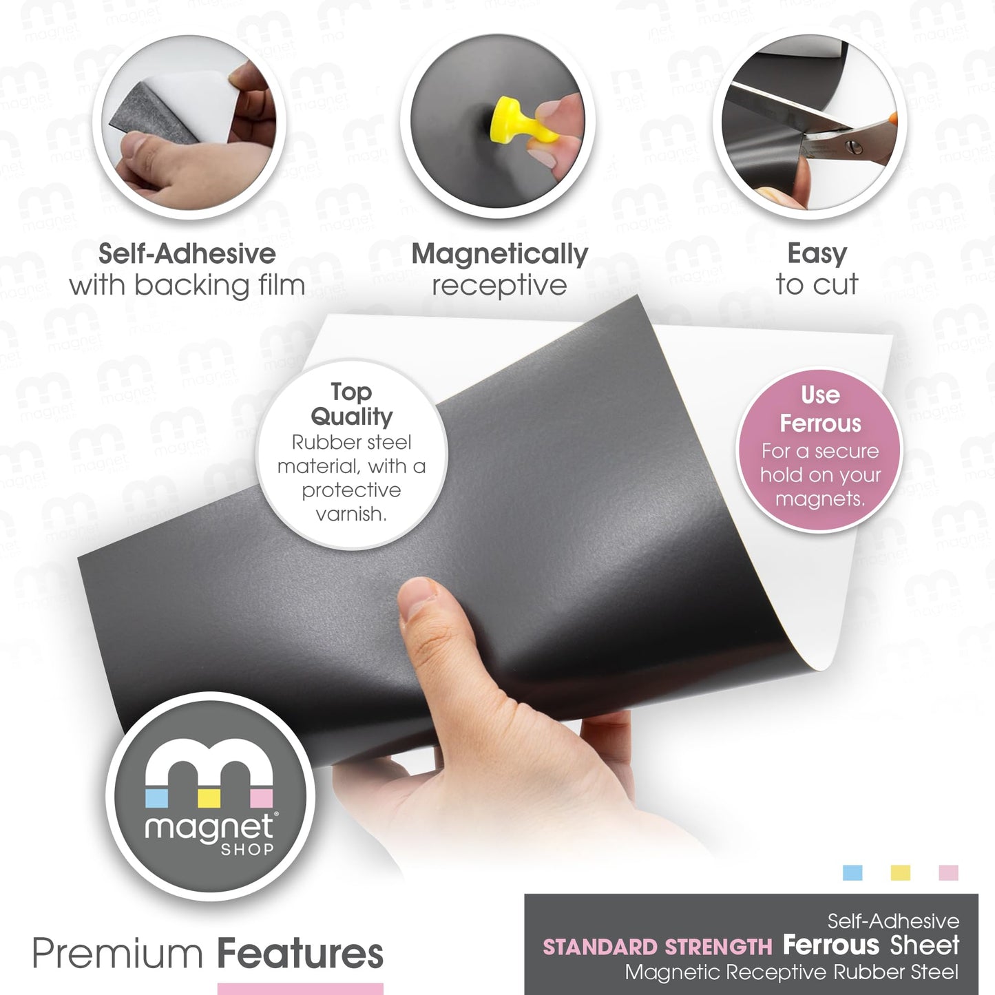 TMS Magnet Receptive Sheets with Adhesive Backing for Craft and Magnetic Miniatures Storage | Flexible Rubber Sheet Metal | 5 Pack, 30 mil Thick, 8.5” x 12.3” | Fits Inside US Really Useful Box